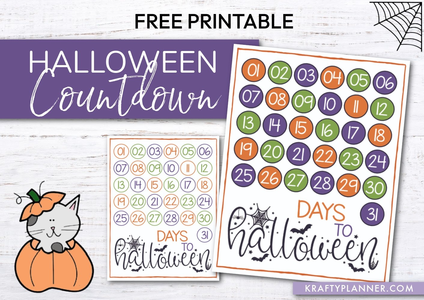 Halloween Countdown Calendar Free Printable Krafty Planner