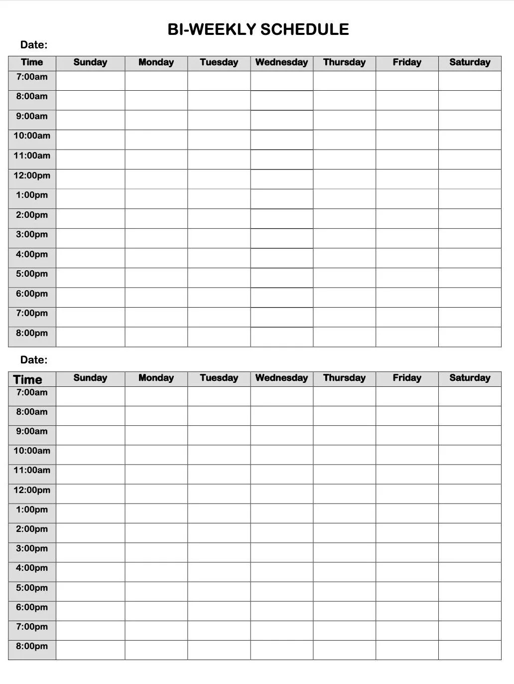 Hourly Bi weekly Planner Bi weekly Planner Printable Bi weekly To Do List Bi weekly At A Glance Instant Download Planner Etsy