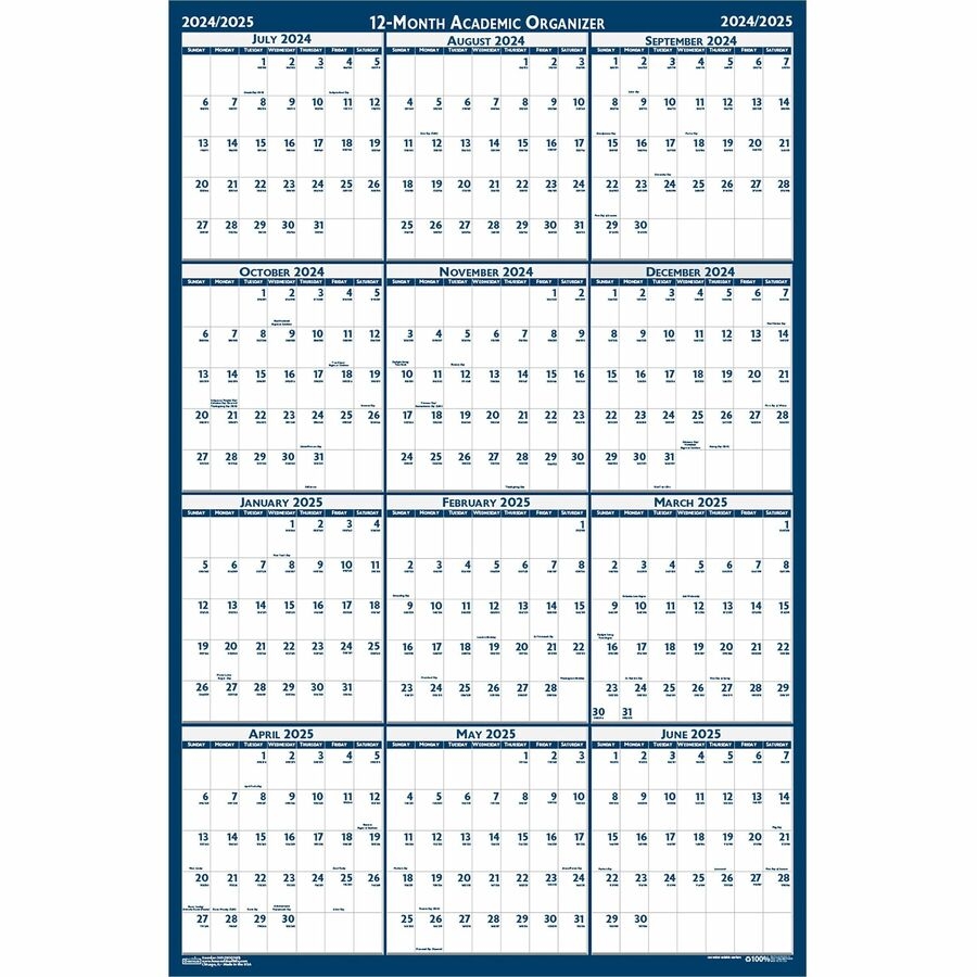 House Of Doolittle Academic July June Wall Calendar Julian Dates Yearly 1 Year July 2024 June 2025 24 X 37 Sheet Size 1 13 X 1 63 