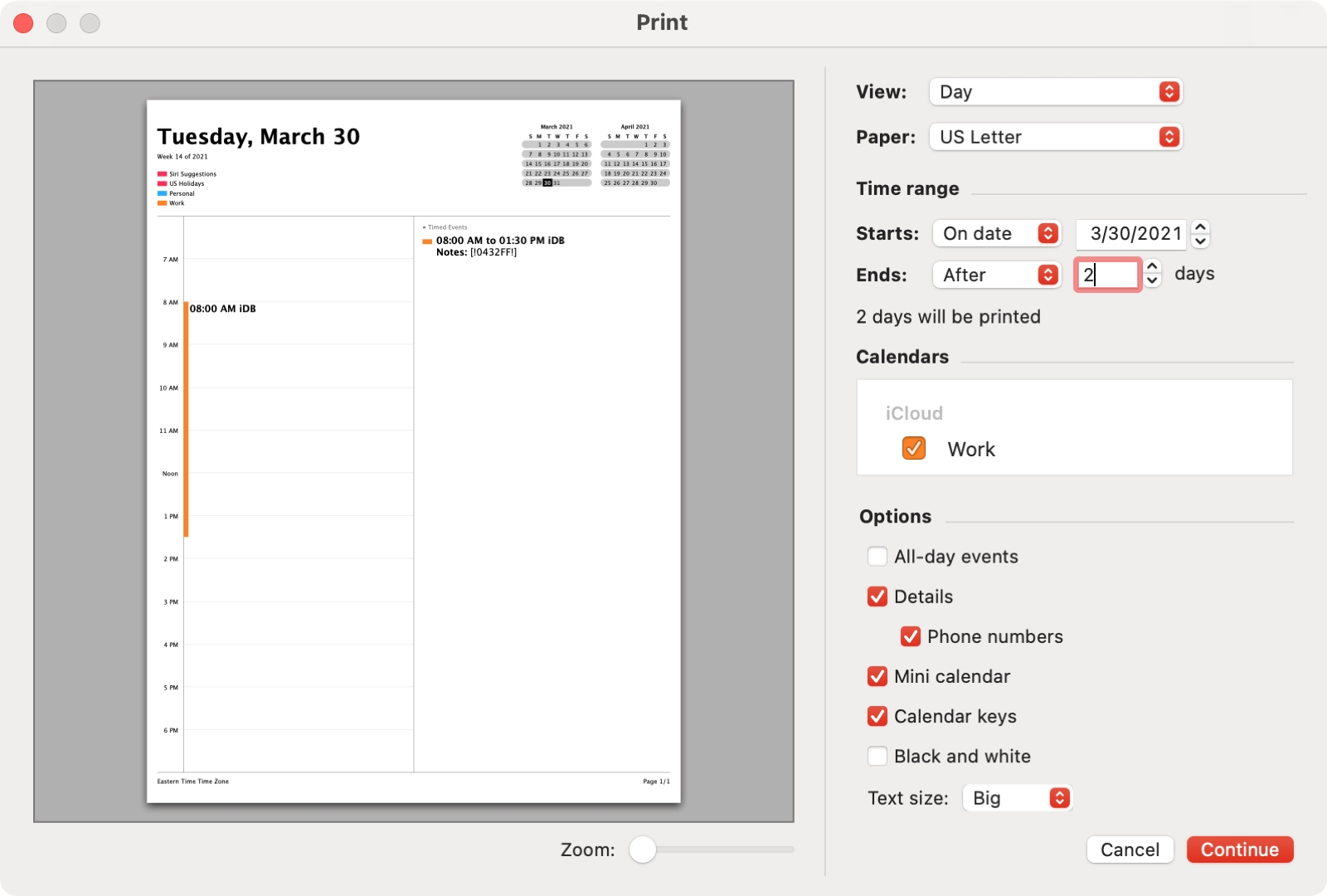 How To Print All Or Selected Calendar Events From Your Mac