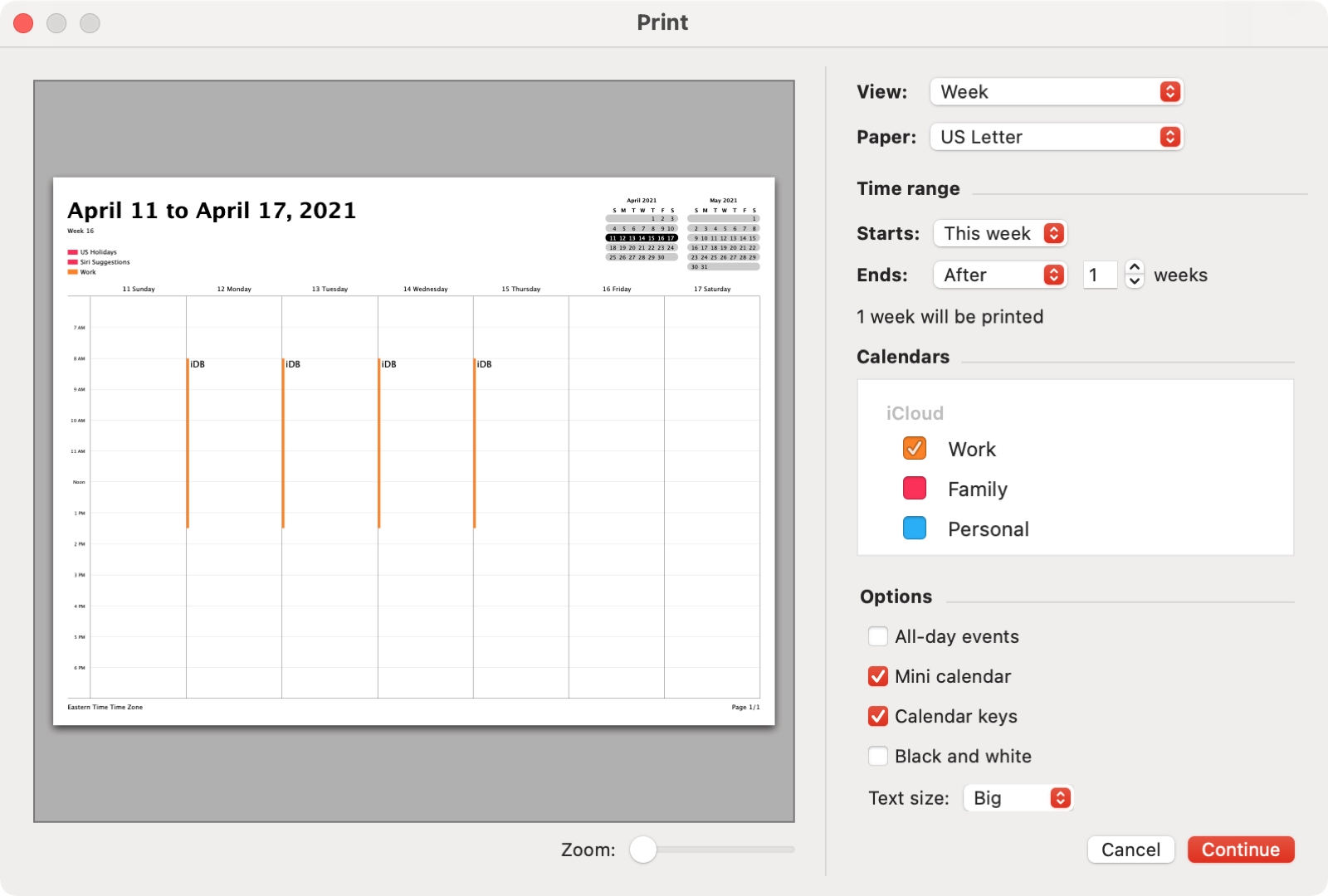 How To Print All Or Selected Calendar Events From Your Mac