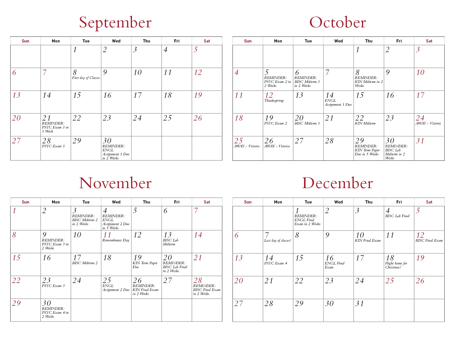 How To Use A semester at a glance Wall Calendar SFU Library