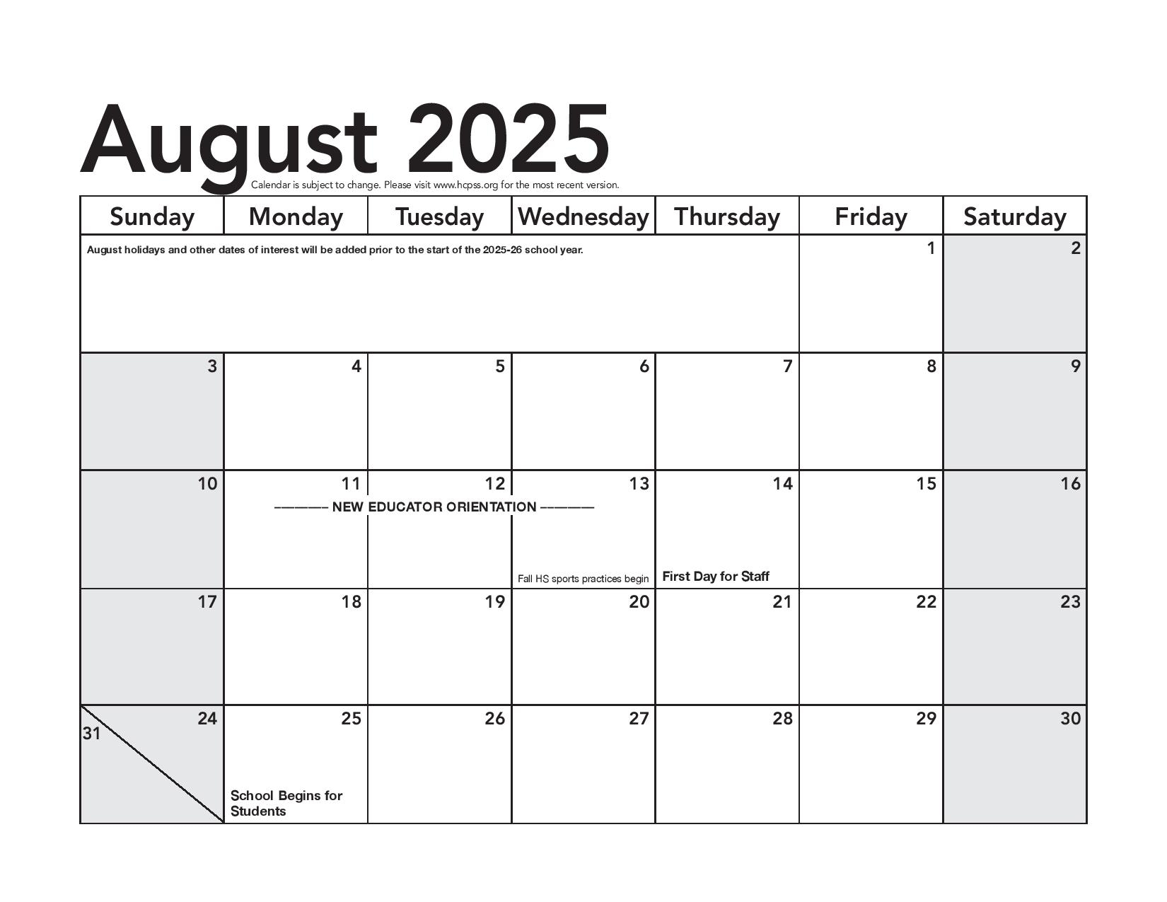 Howard County Public Schools Calendar 2025 2026 Download Now