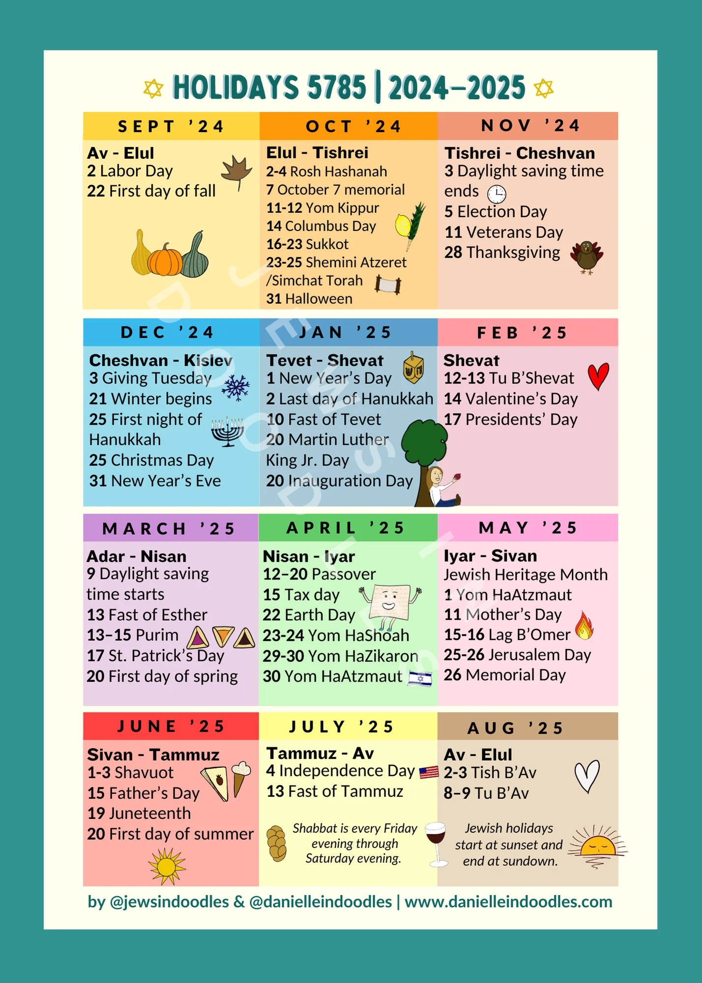Free Printable Jewish Calendar 2025