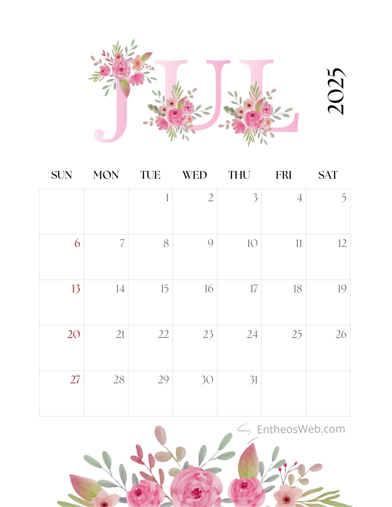 July 2025 Calendar Printables EntheosWeb