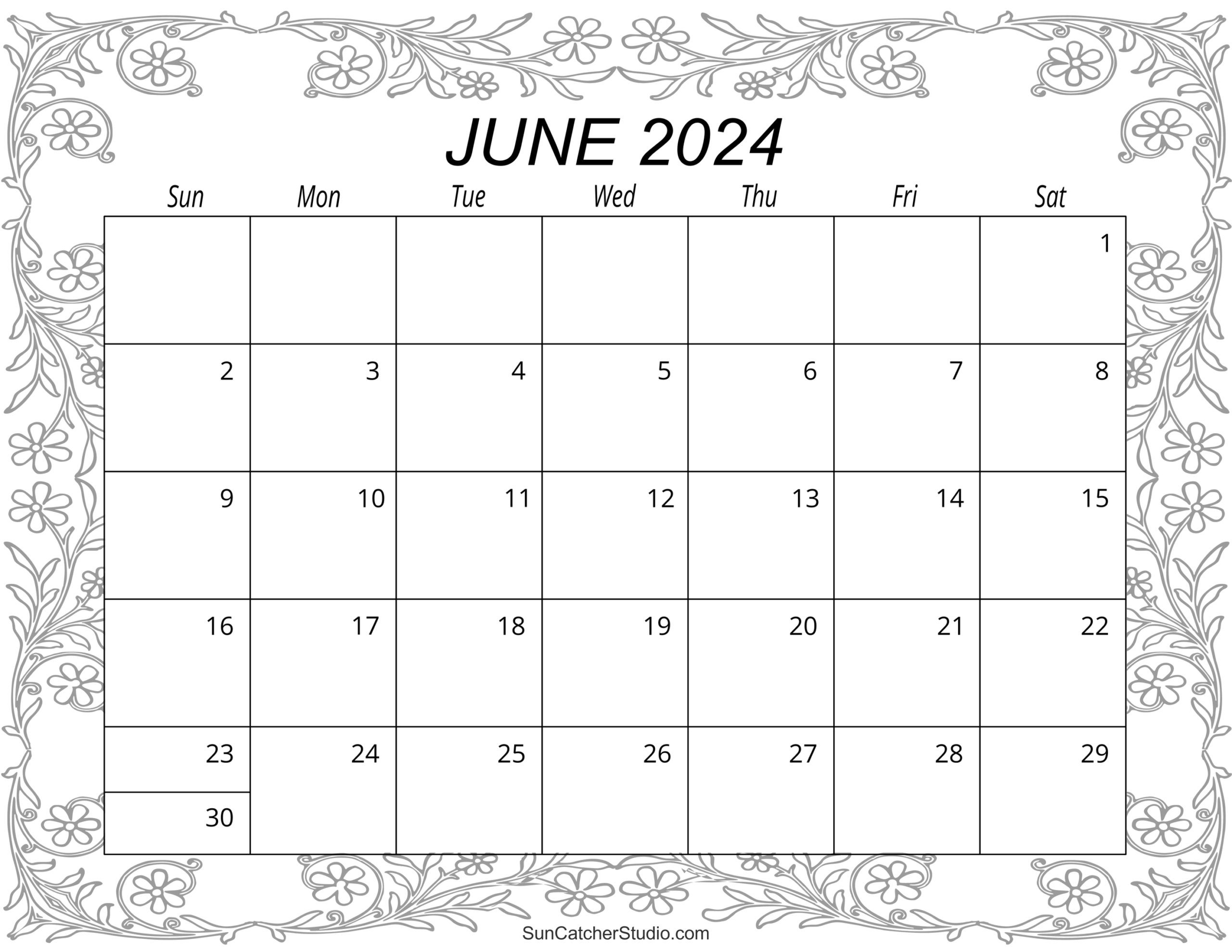 June 2024 Calendar Free Printable Free Printables Monograms Design Tools Patterns U0026 DIY Projects