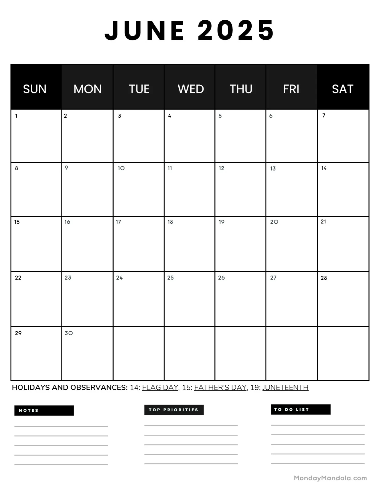 June Calendar Printable Pdf