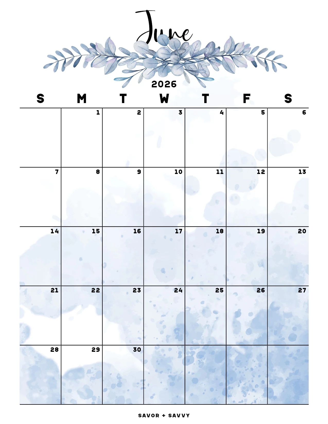 June 2026 Printable Calendar Pdf