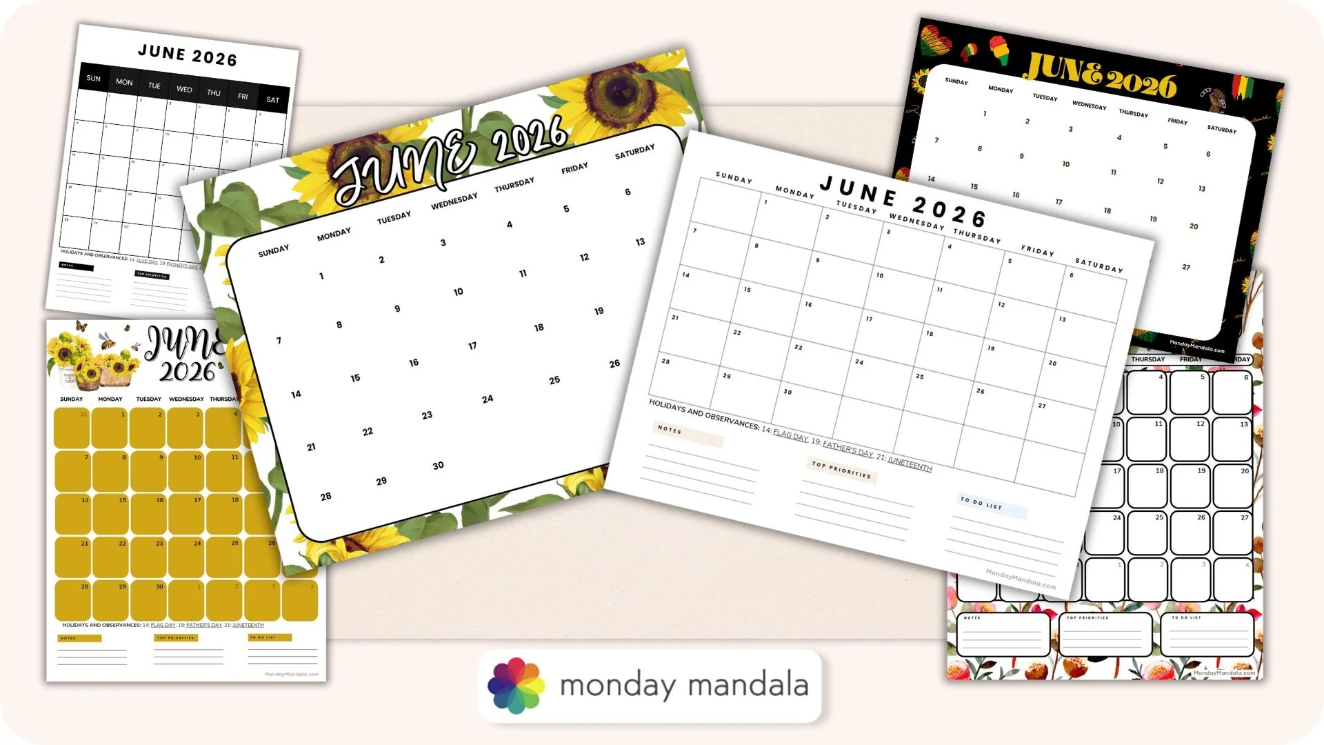 June 2026 Calendars 52 Free PDF Printables 