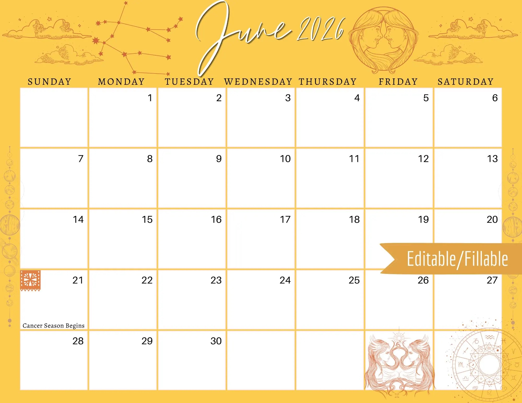 Printable Calendar June 2026 Cute