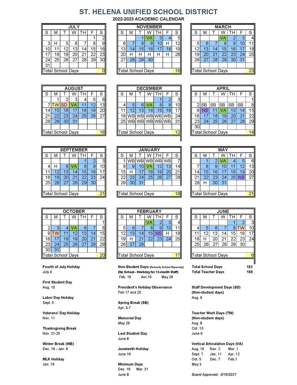 La Usd Calendar