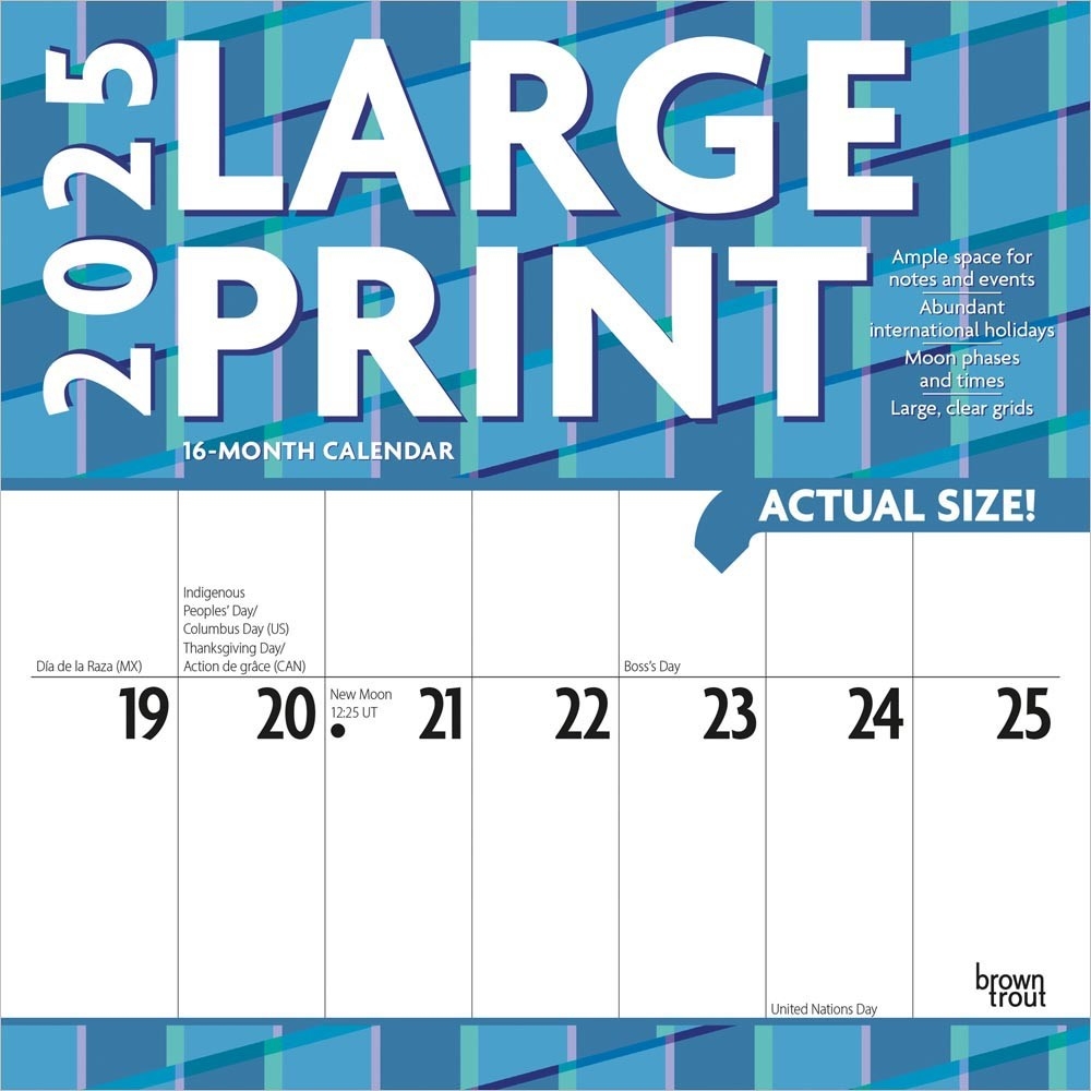 Large Print 2025 12 X 24 Inch Monthly Square Wall Calendar Matte Paper