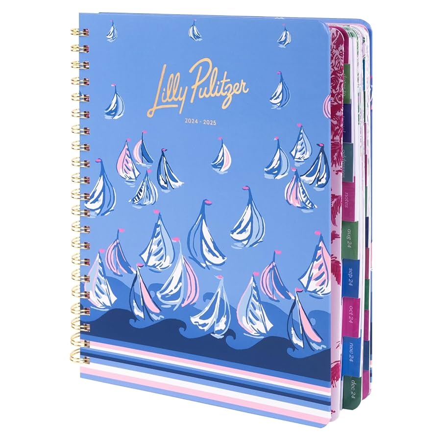 Lilly Pulitzer Daily Planner Dated August 2024 December 2025 Weekly Agenda With Monthly Calendar Stickers Pockets Spiral Binding A Lil Nauti Office Products Amazon