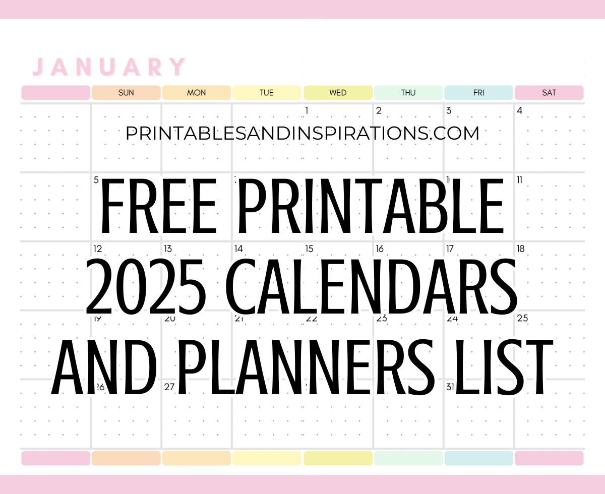 Calendar Pages 2025 Printable