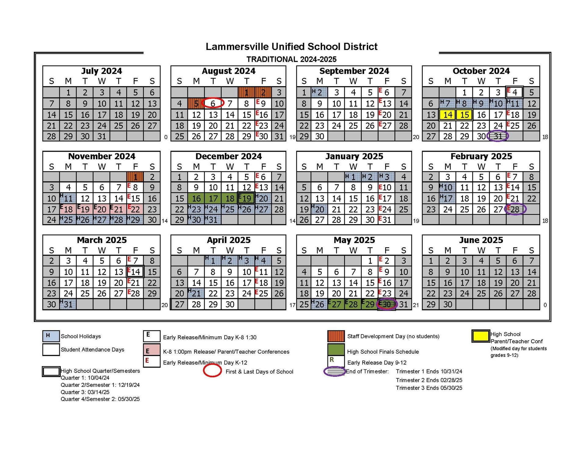 LUSD Academic Calendar About Us Lammersville Unified School District