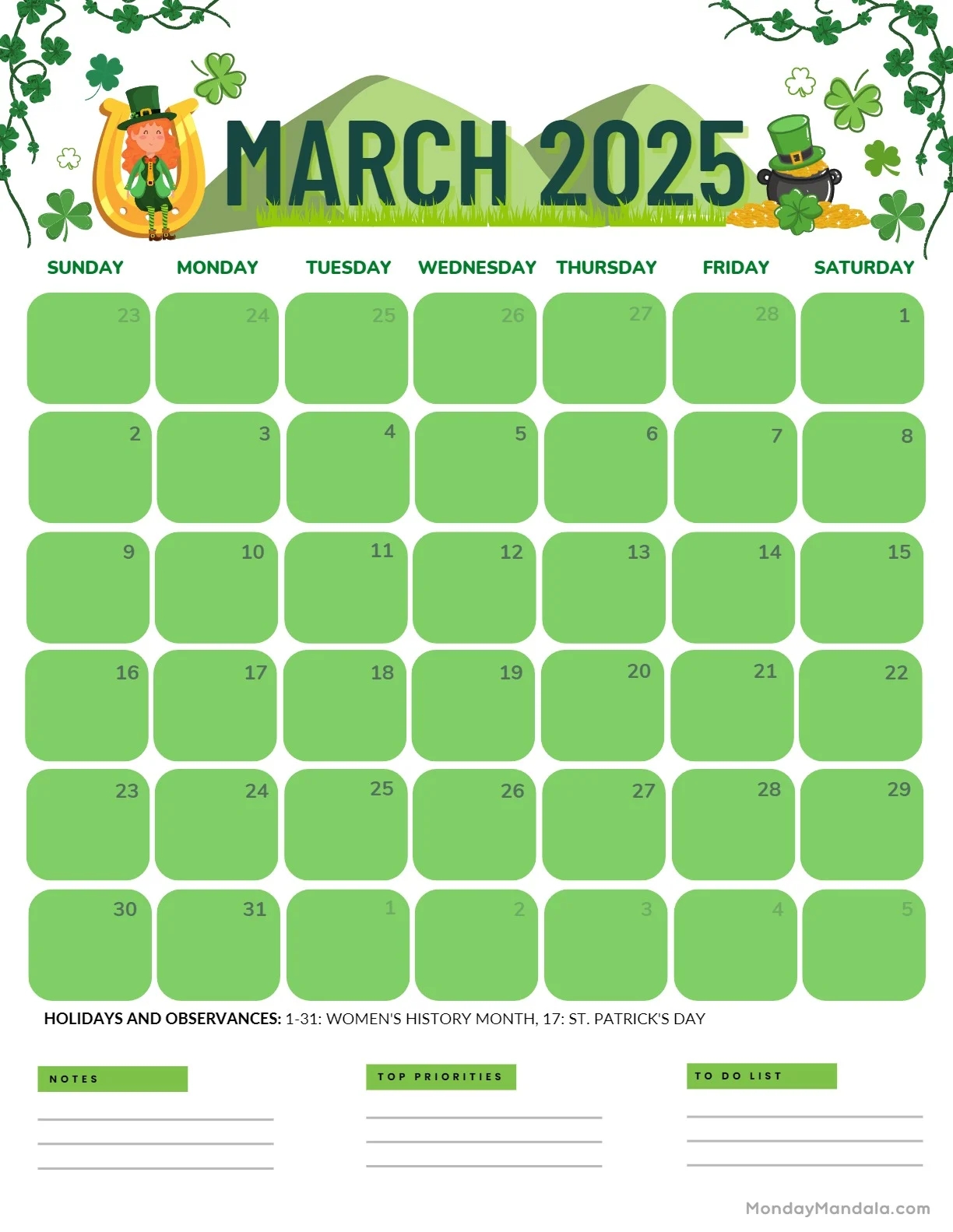 March 2025 Calendar 52 Free PDF Printables 