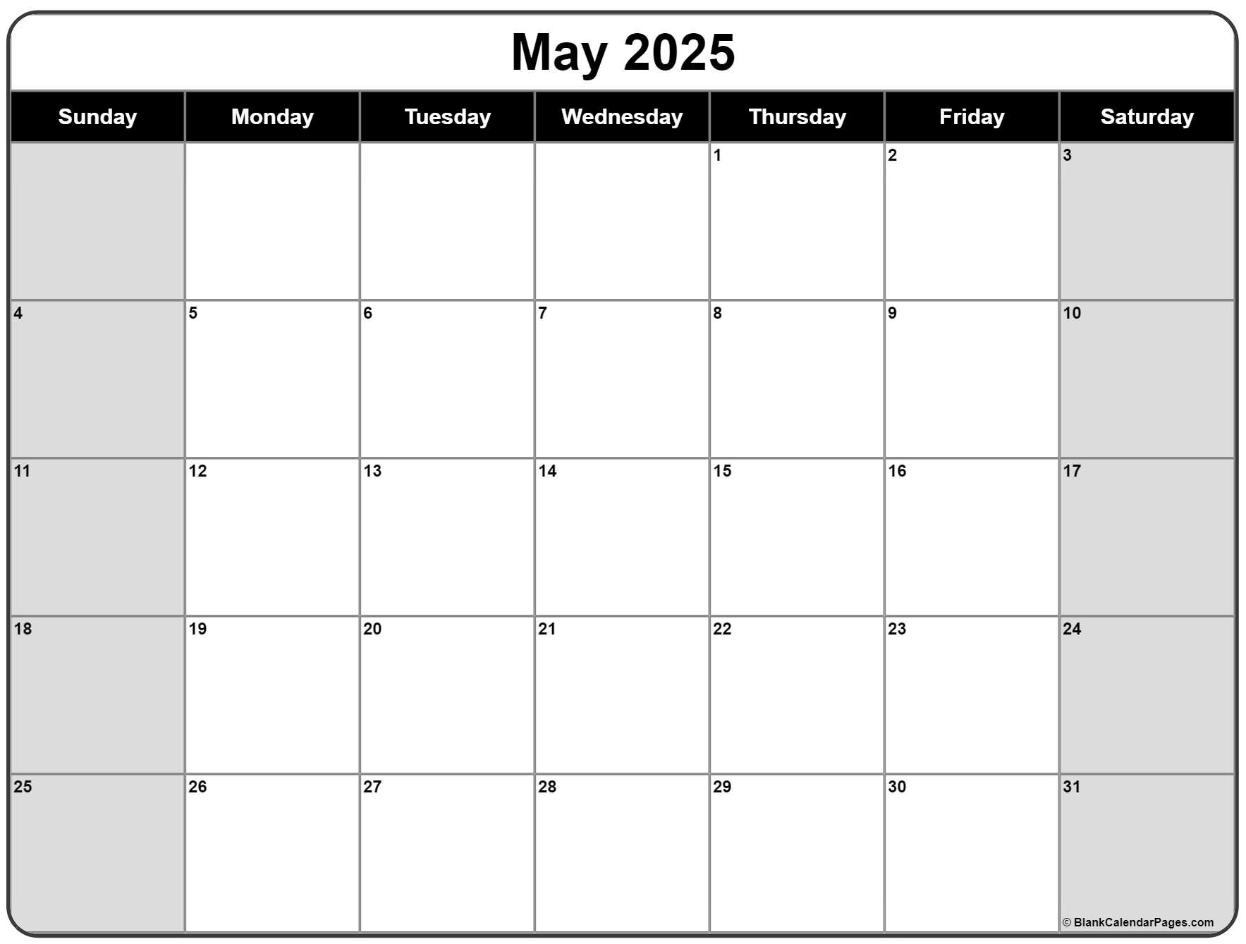 Printable Monthly Calendar