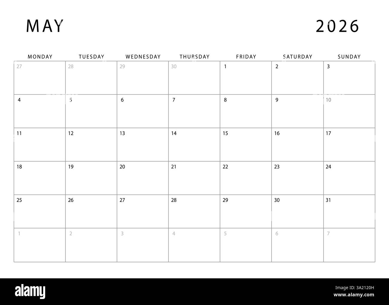 May Calendar Printable 2026
