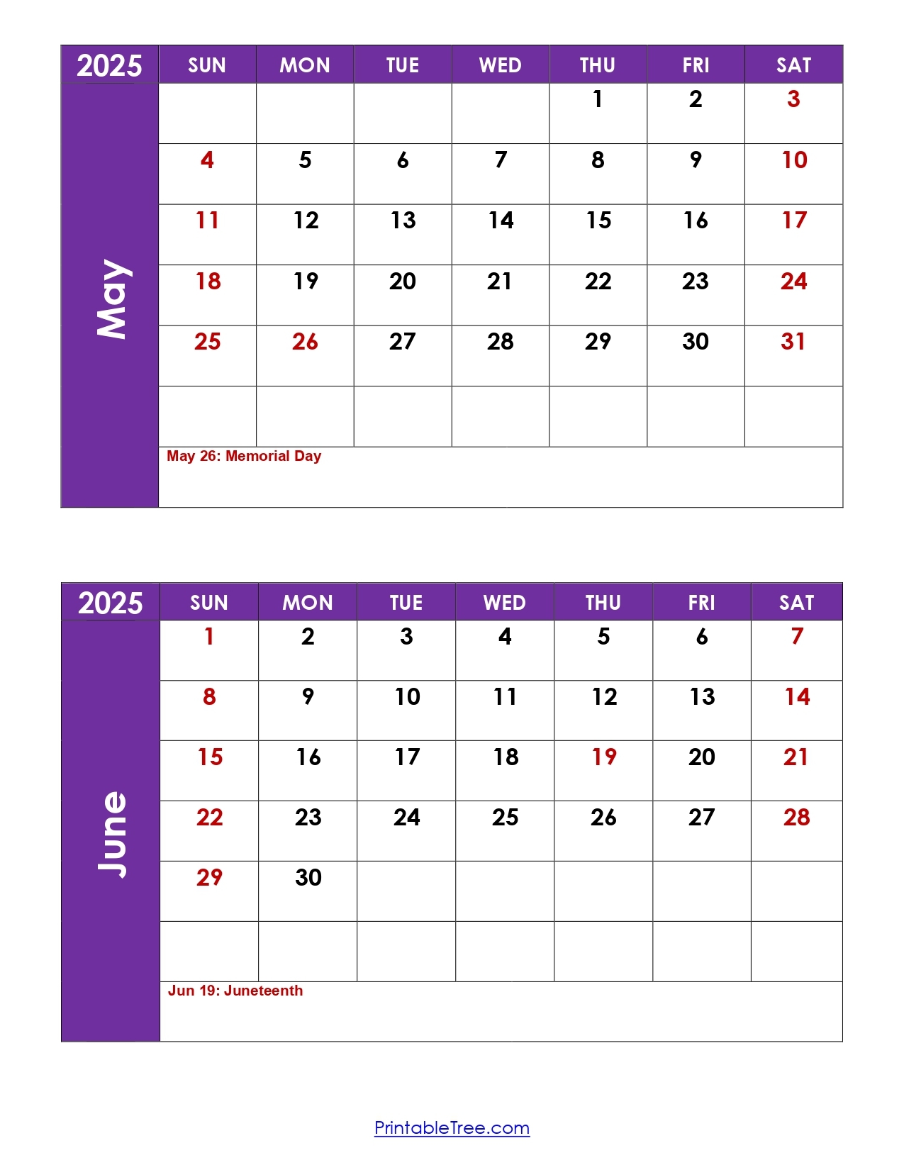May And June Printable Calendar