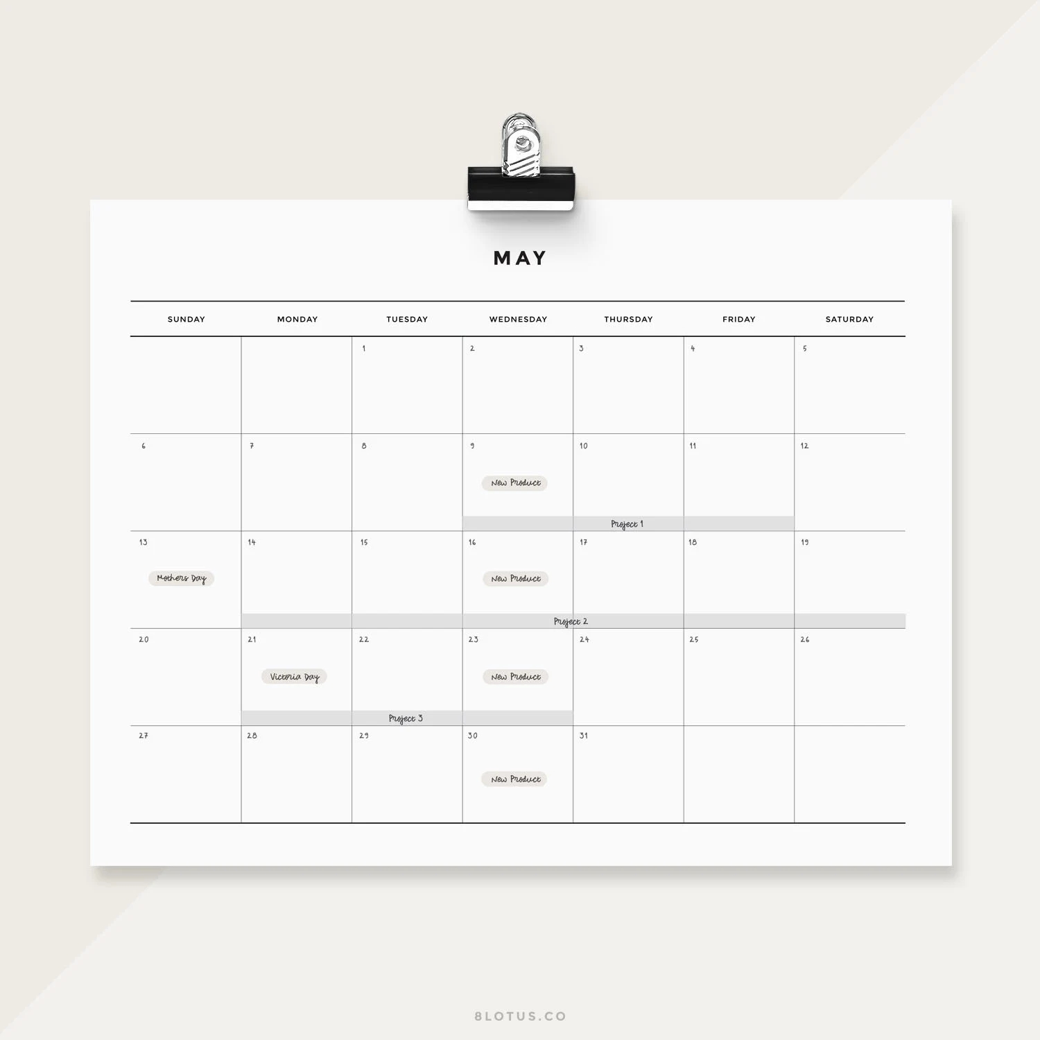 Minimalist Calendar Printable L Desk Calendar Wall Calendar Large Calendar Monthly Calendar Undated Calendar Blank Calendar Template Etsy