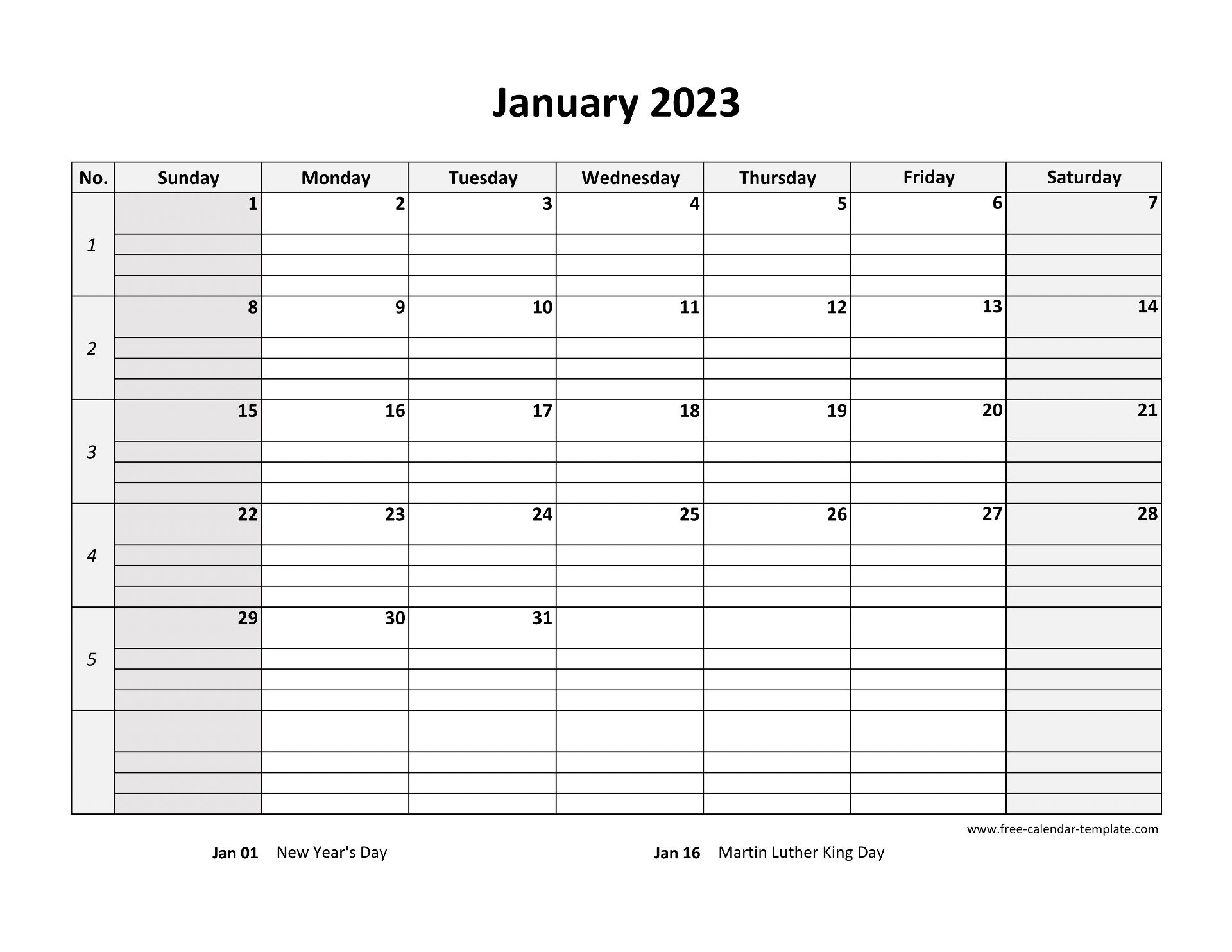 Free Printable Calendar Blank