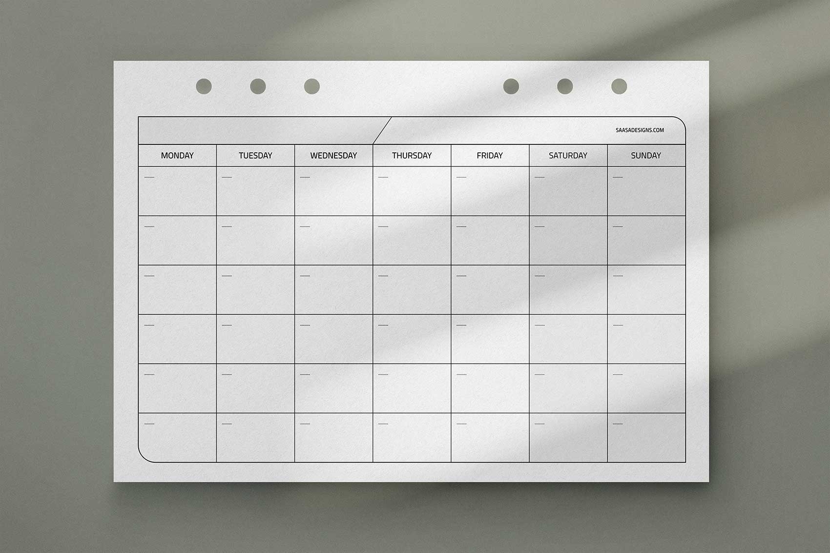 Monthly Calendar Template Free Printable Planner Insert 