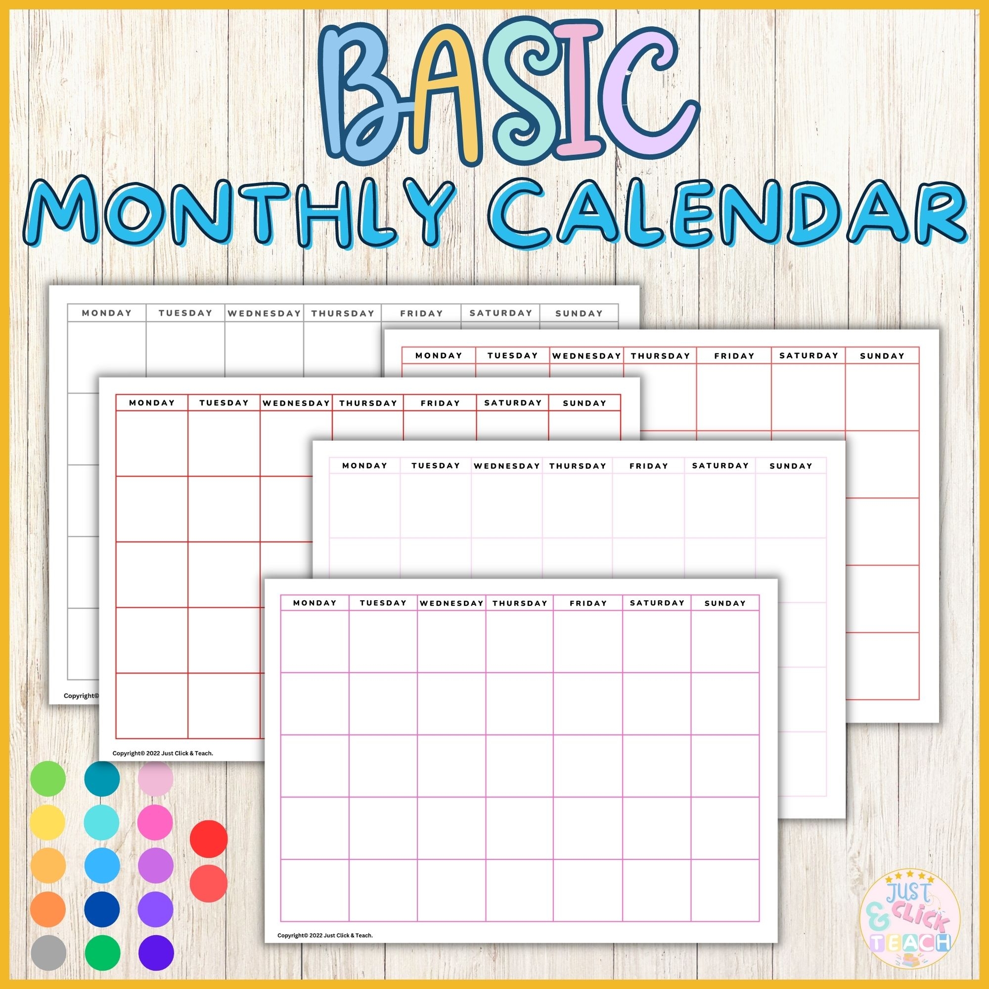 monthly colored calendars monday begins size a3 made by teachers monthly colored calendars monday begins size a3 made by teachers