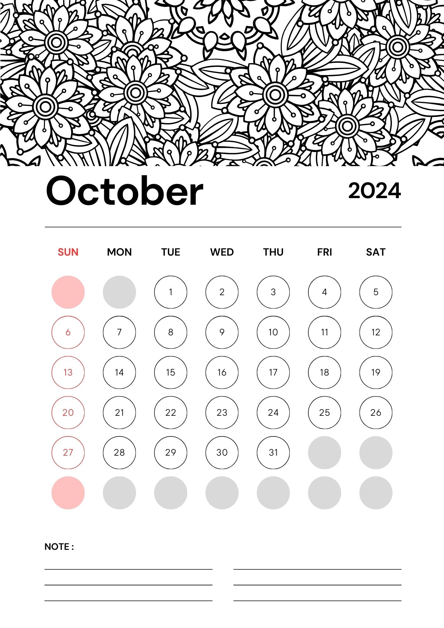 October Calendars 100 FREE PRINTABLES