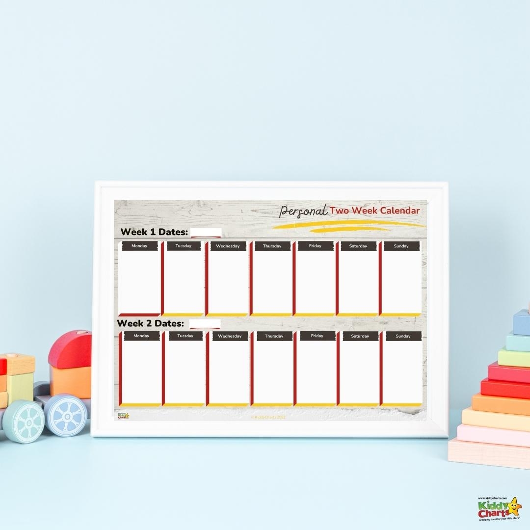 printable 2 week calendar template to organise your life