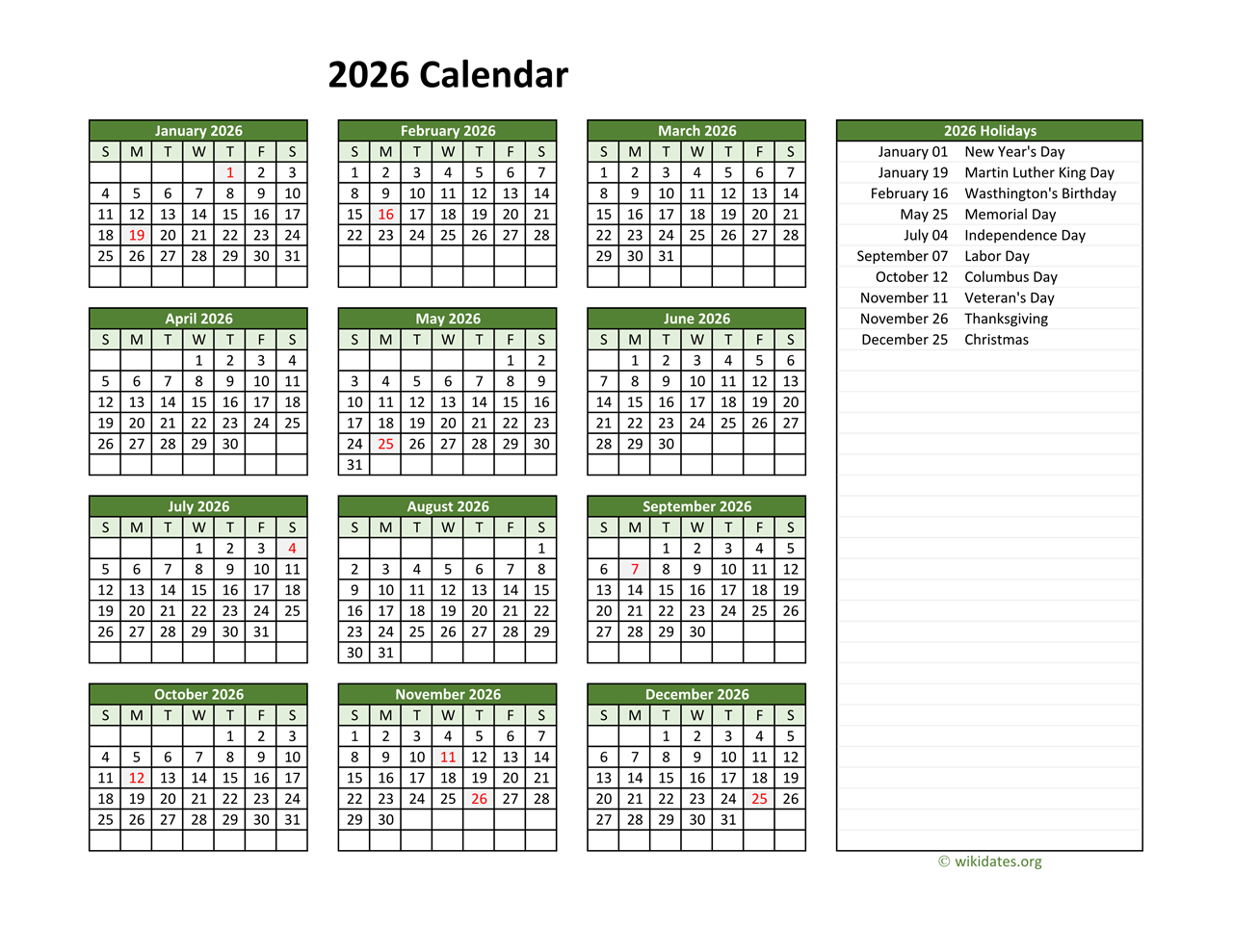 2026-26 Printable Blank Calendar