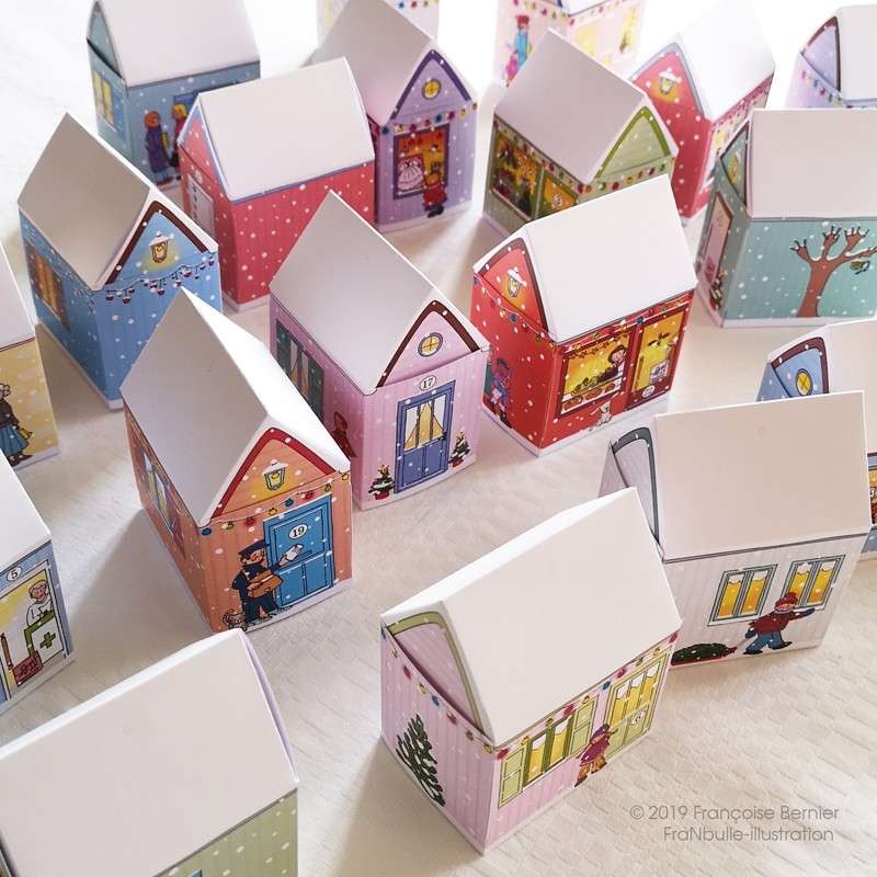 Printable Advent Calendar snowy Village 