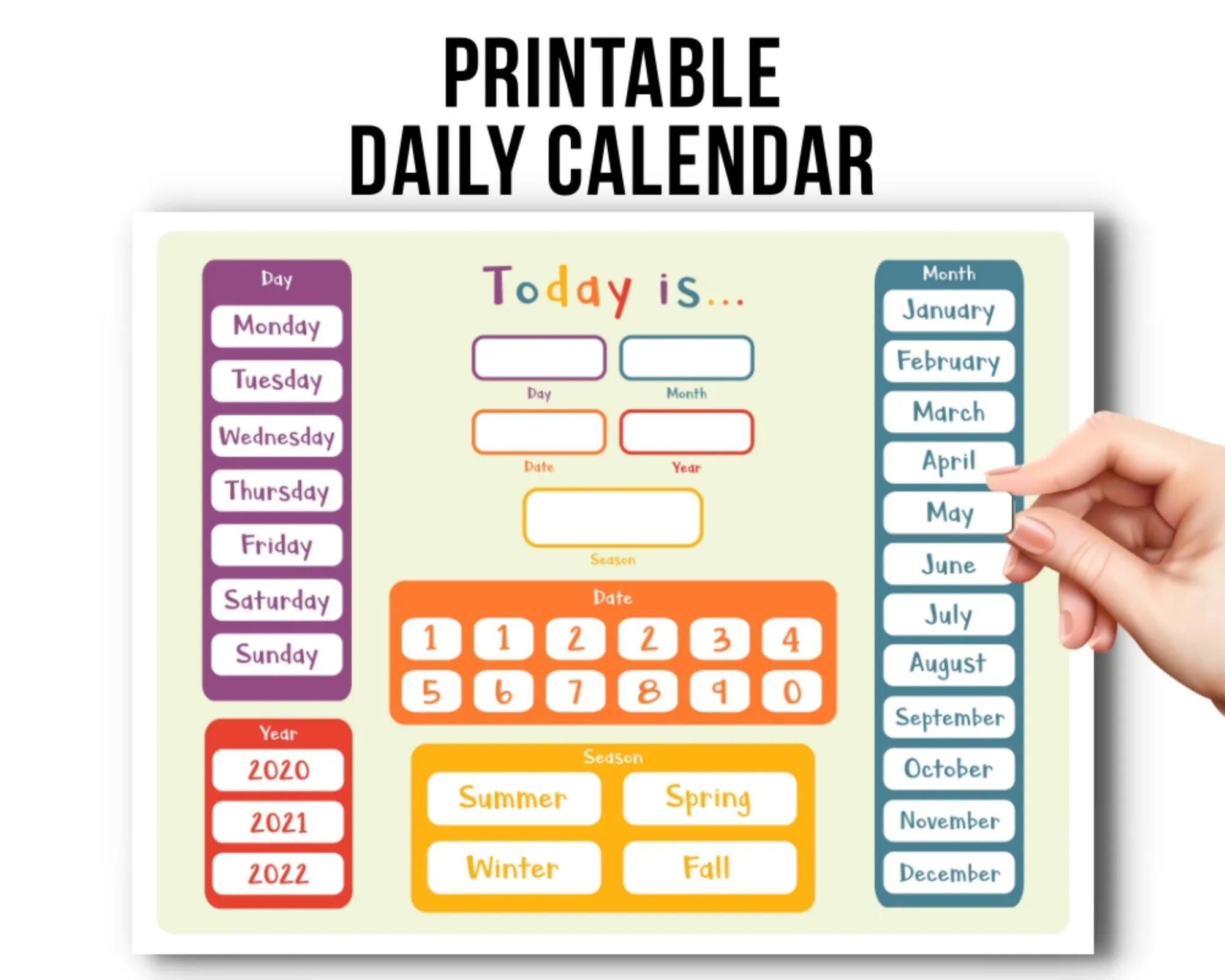 printable daily calendar for kids printables for kids printable busy binder busy book daily calendar kid printable pre k kindergarten etsy