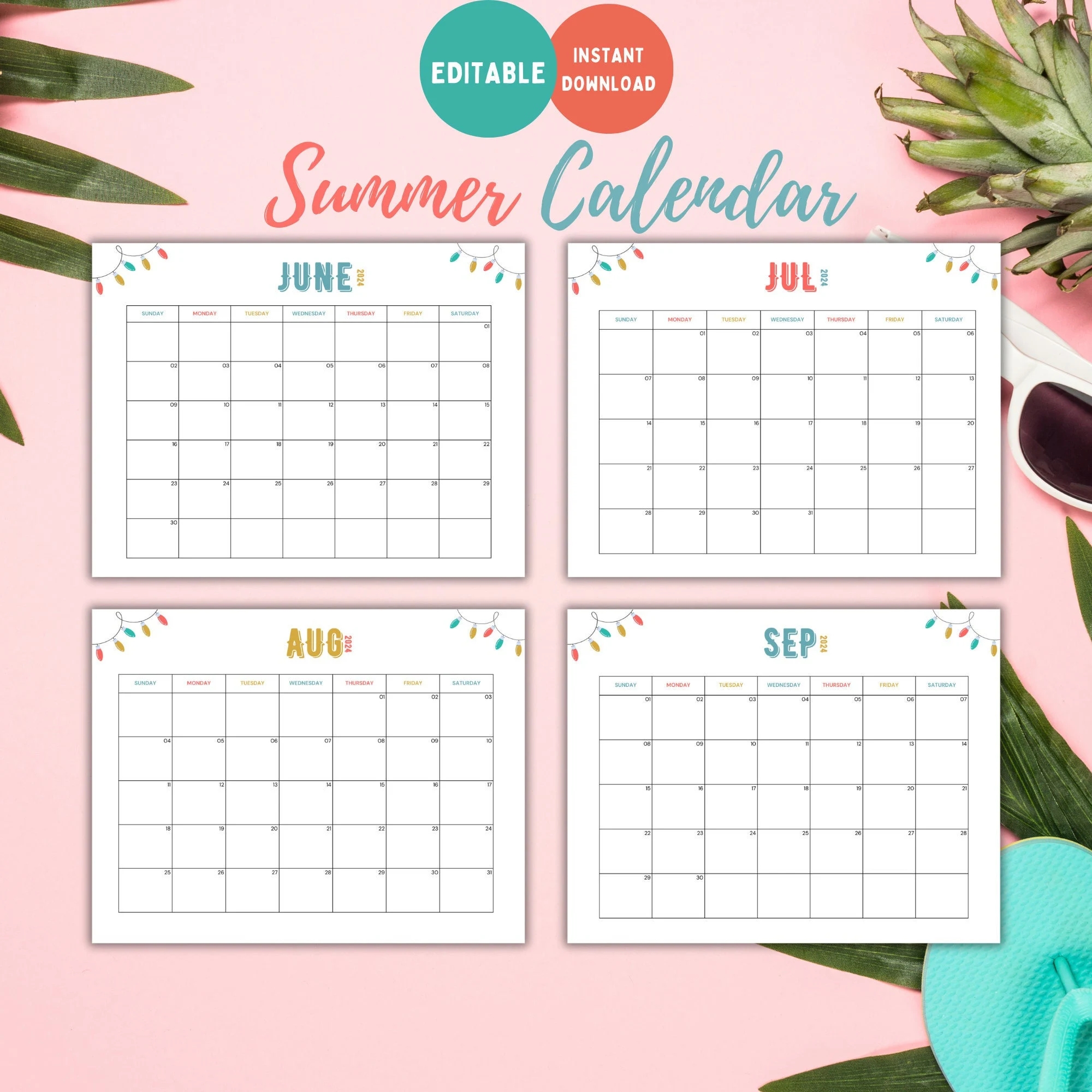 Printable Calendar 2027 June July August September