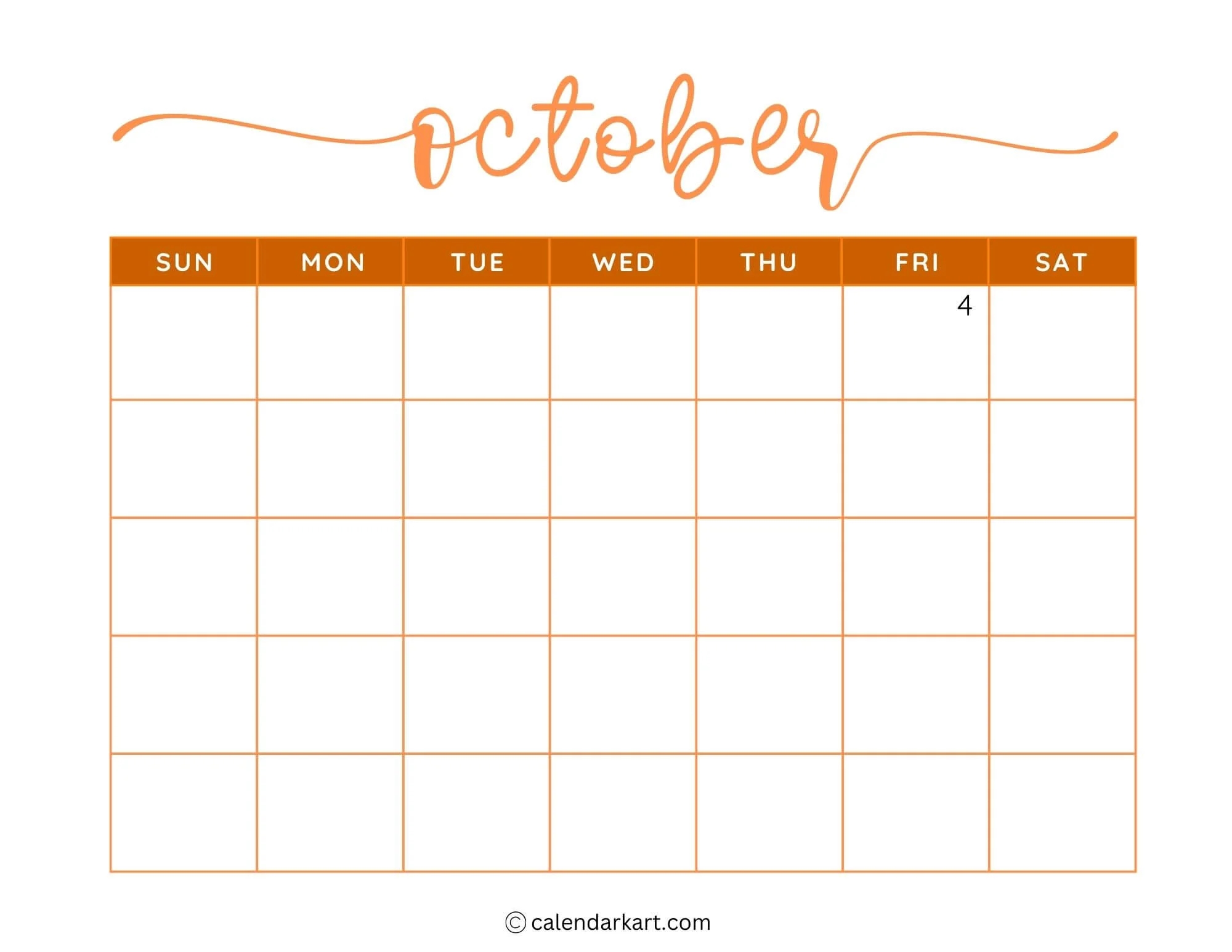 Printable Blank Month Calendar