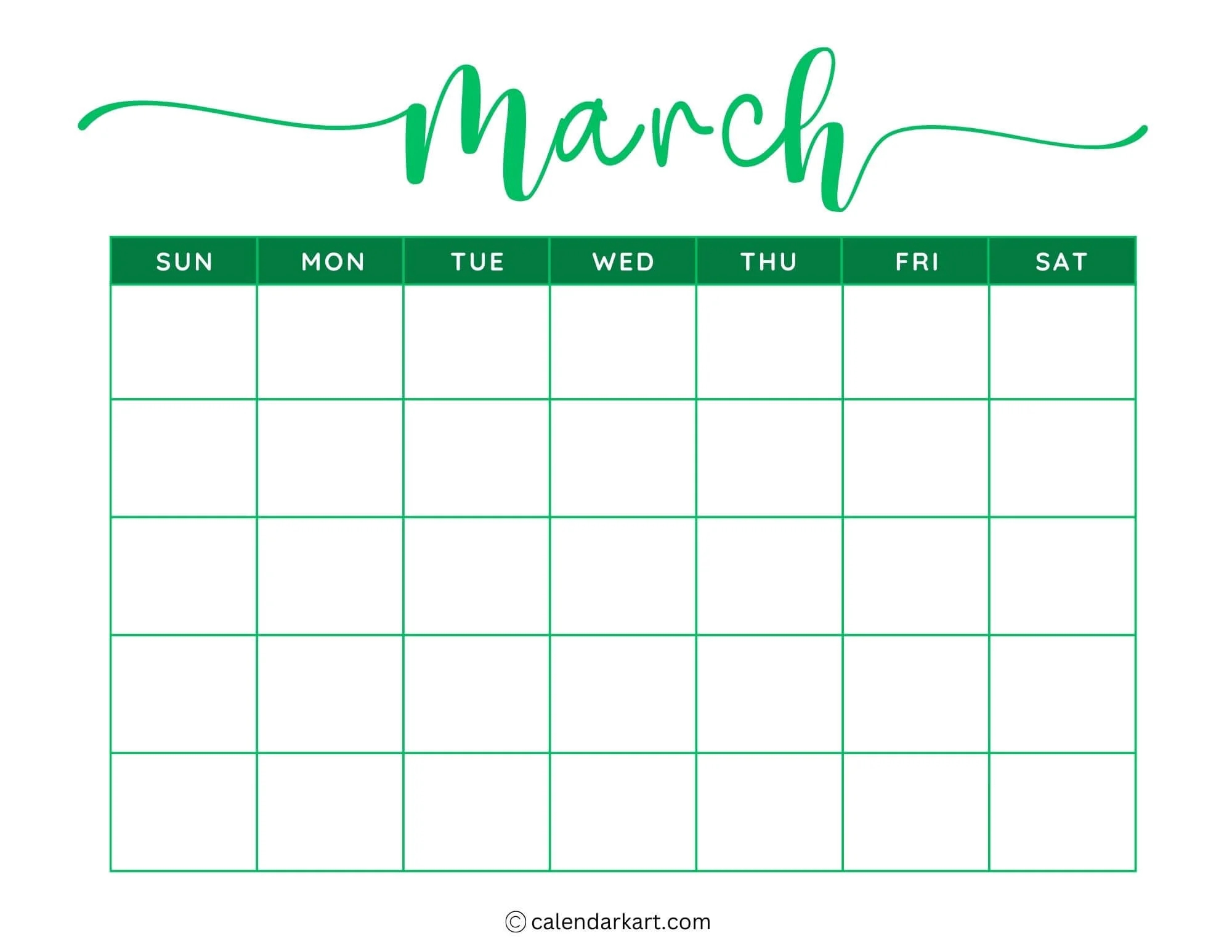 Free Printable Empty Calendar