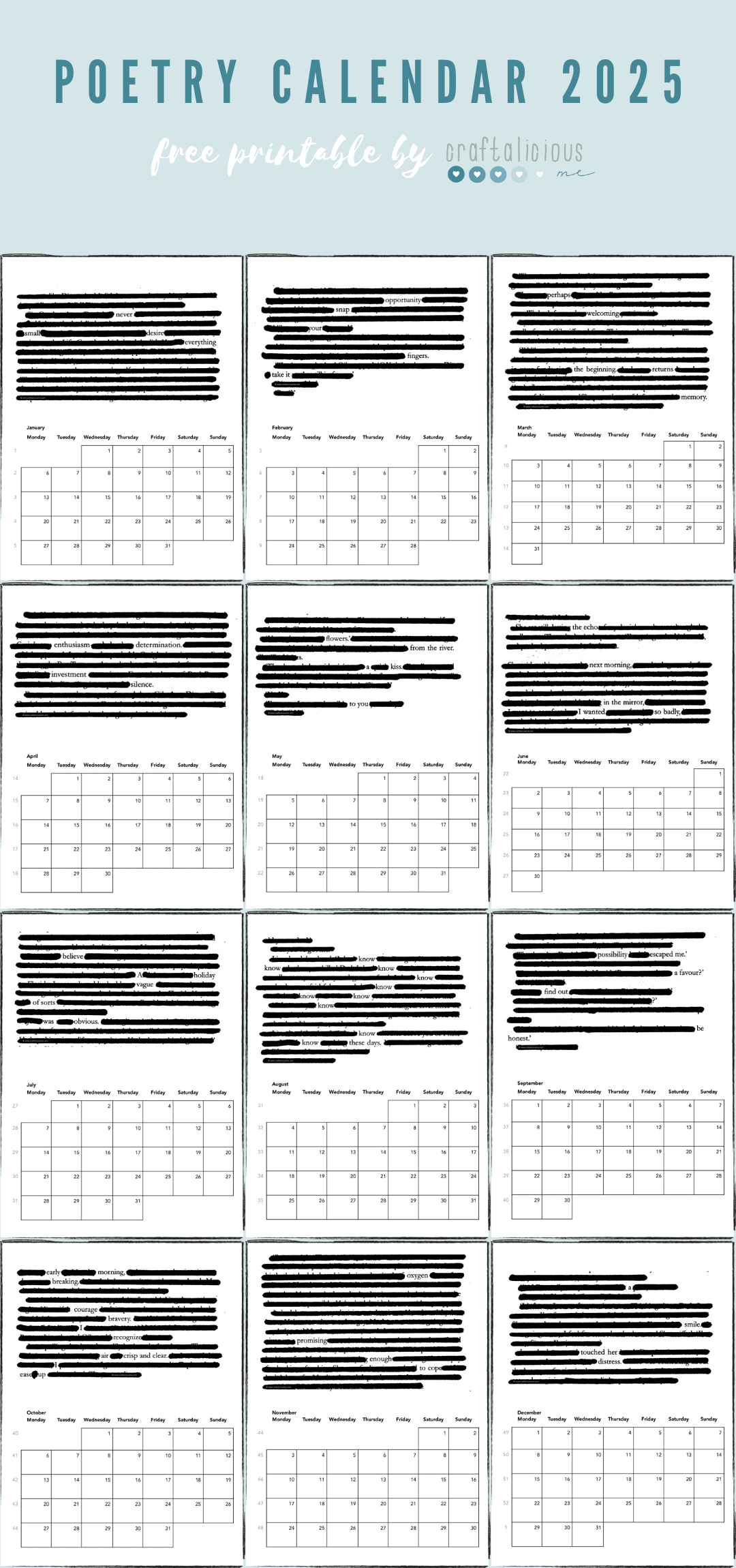 Pinterest Printable Calendar 2025