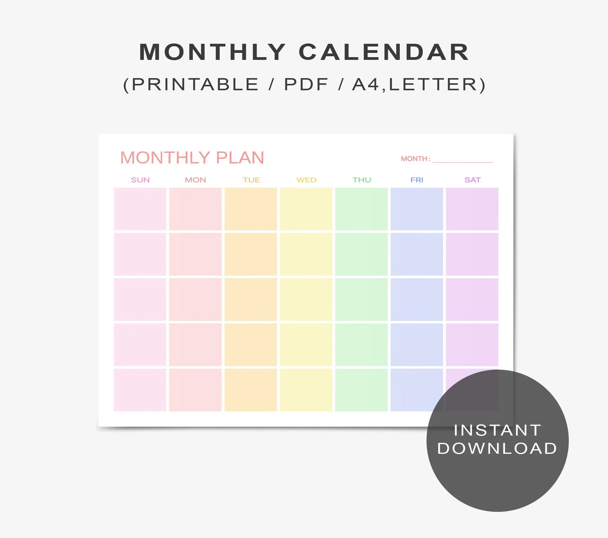 Free Printable Girly Monthly Calendar