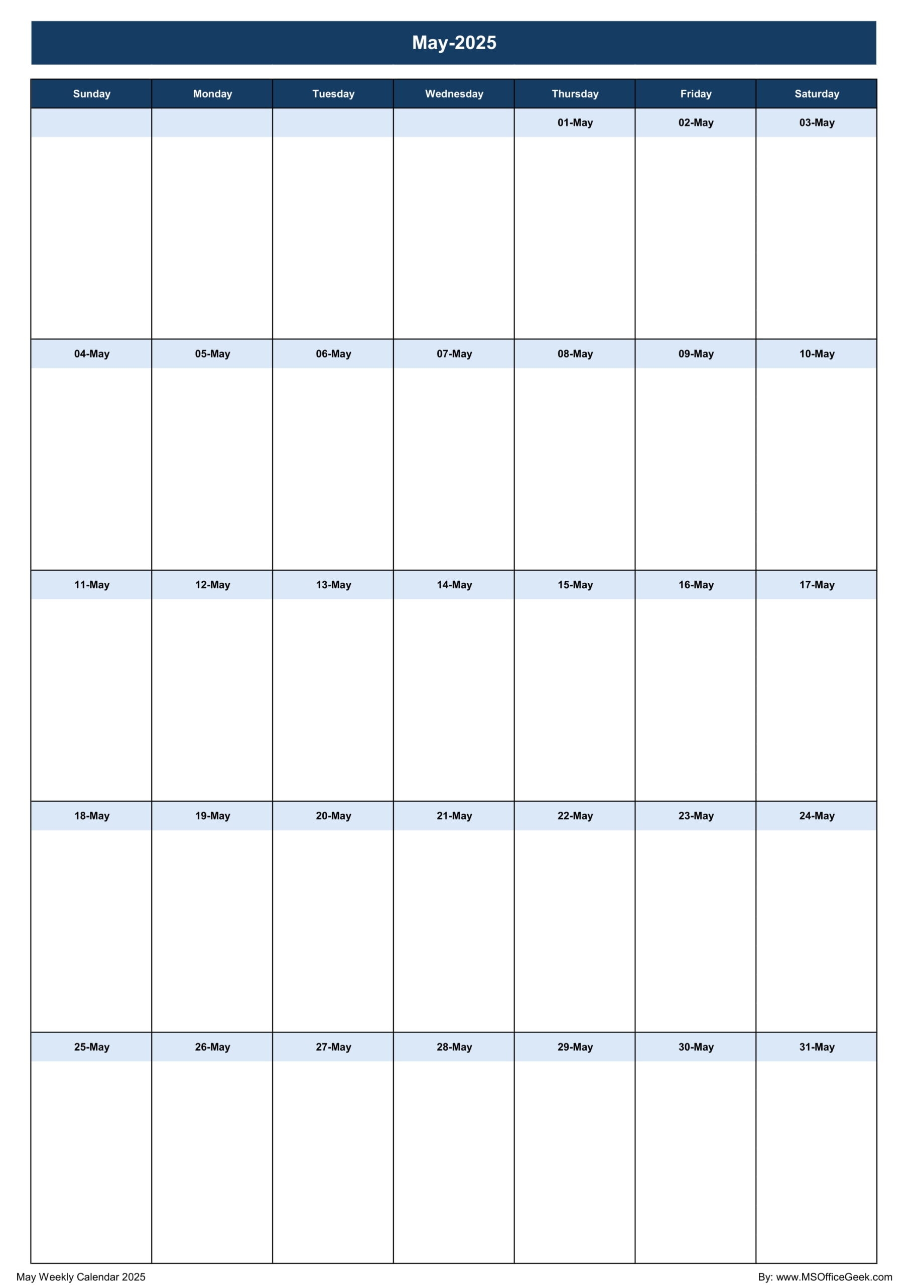 Ready To Use Printable Weekly Calendar 2025 MSOfficeGeek
