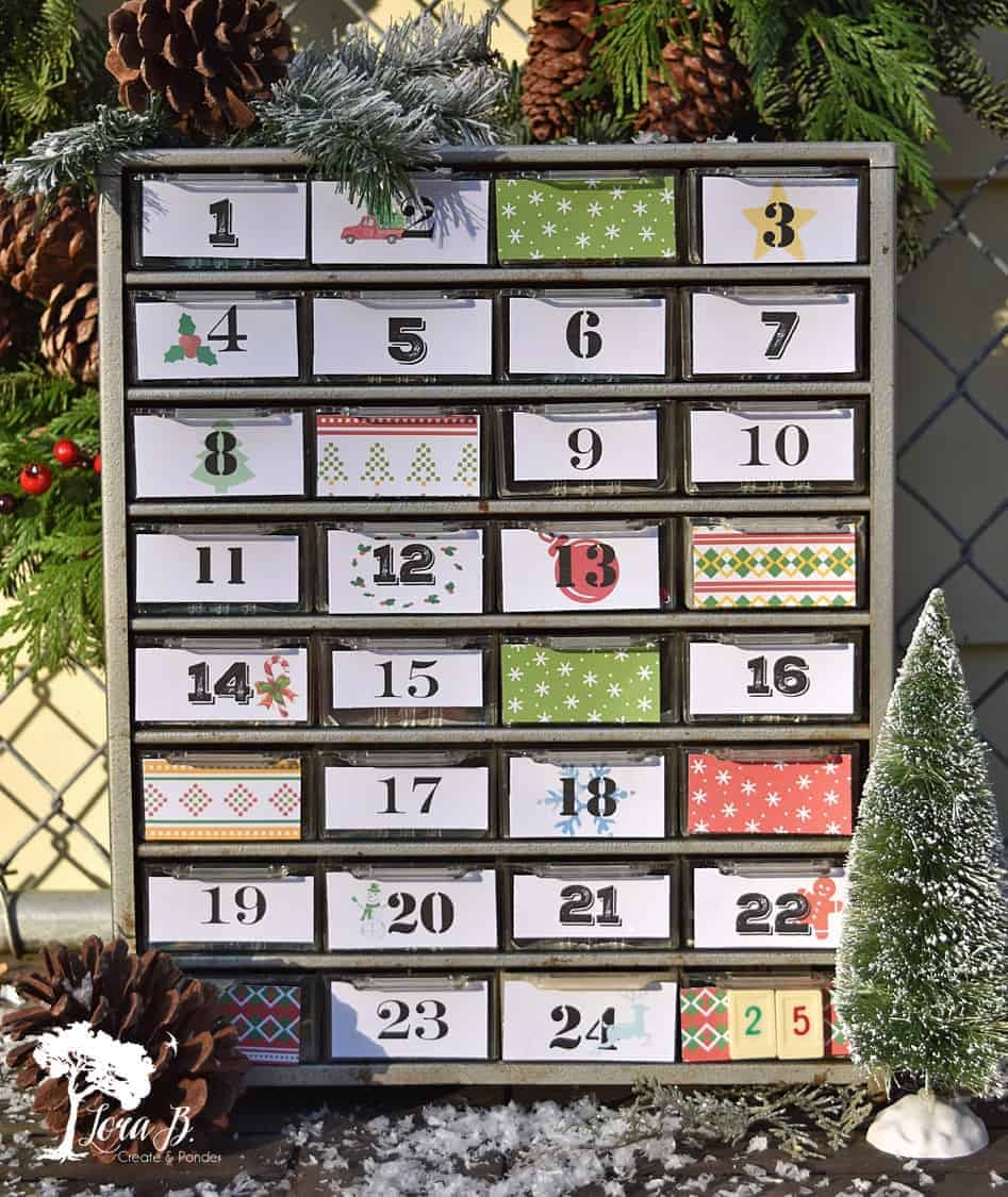 Repurposed Small Parts Organizer Advent Calendar Lora Bloomquist Create Ponder