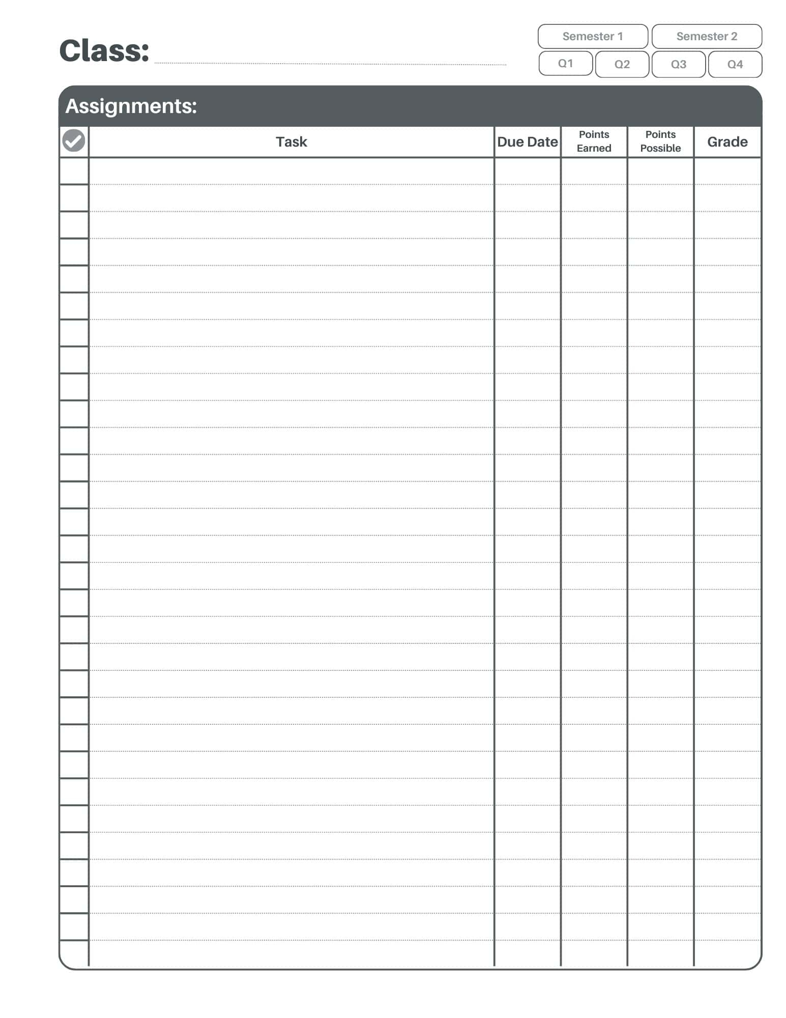 student assignment tracker free pdf download