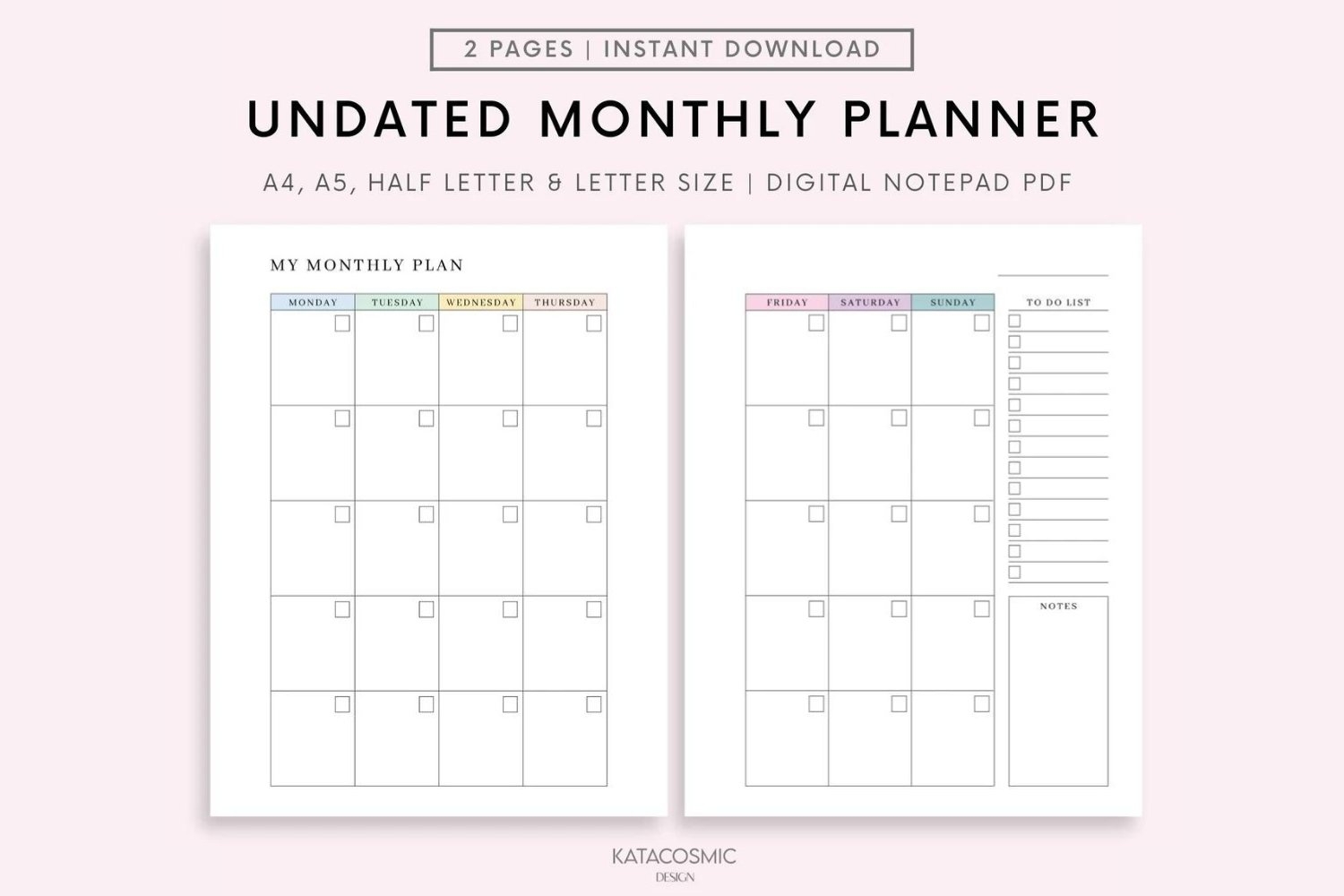 Free Printable 2 Page Calendars