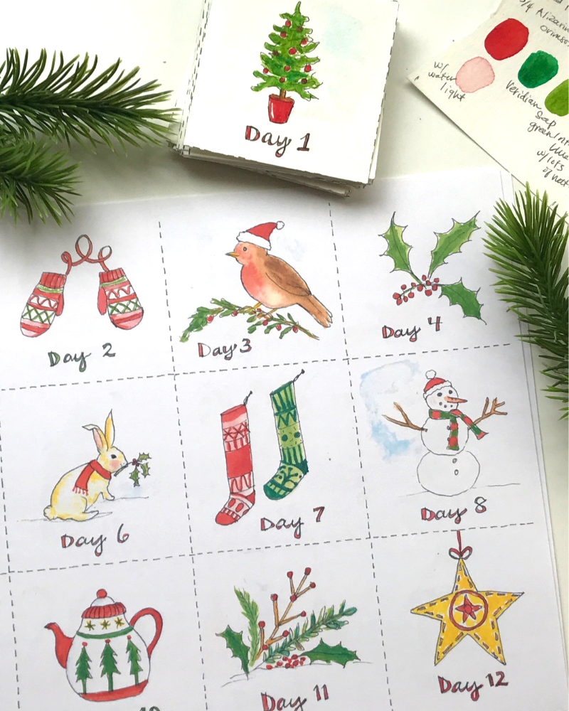 Watercolor Advent Calendar With Free Printable Lily Thistle