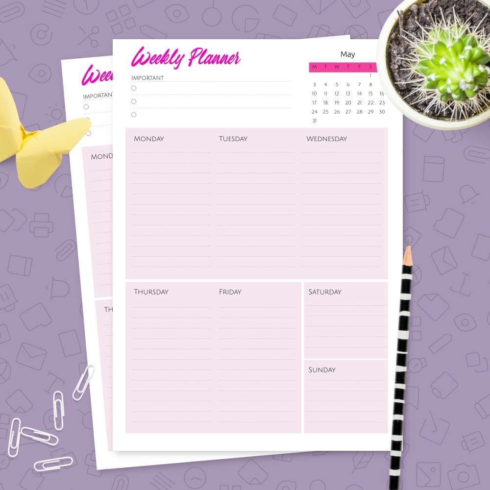week plan calendar template template printable pdf