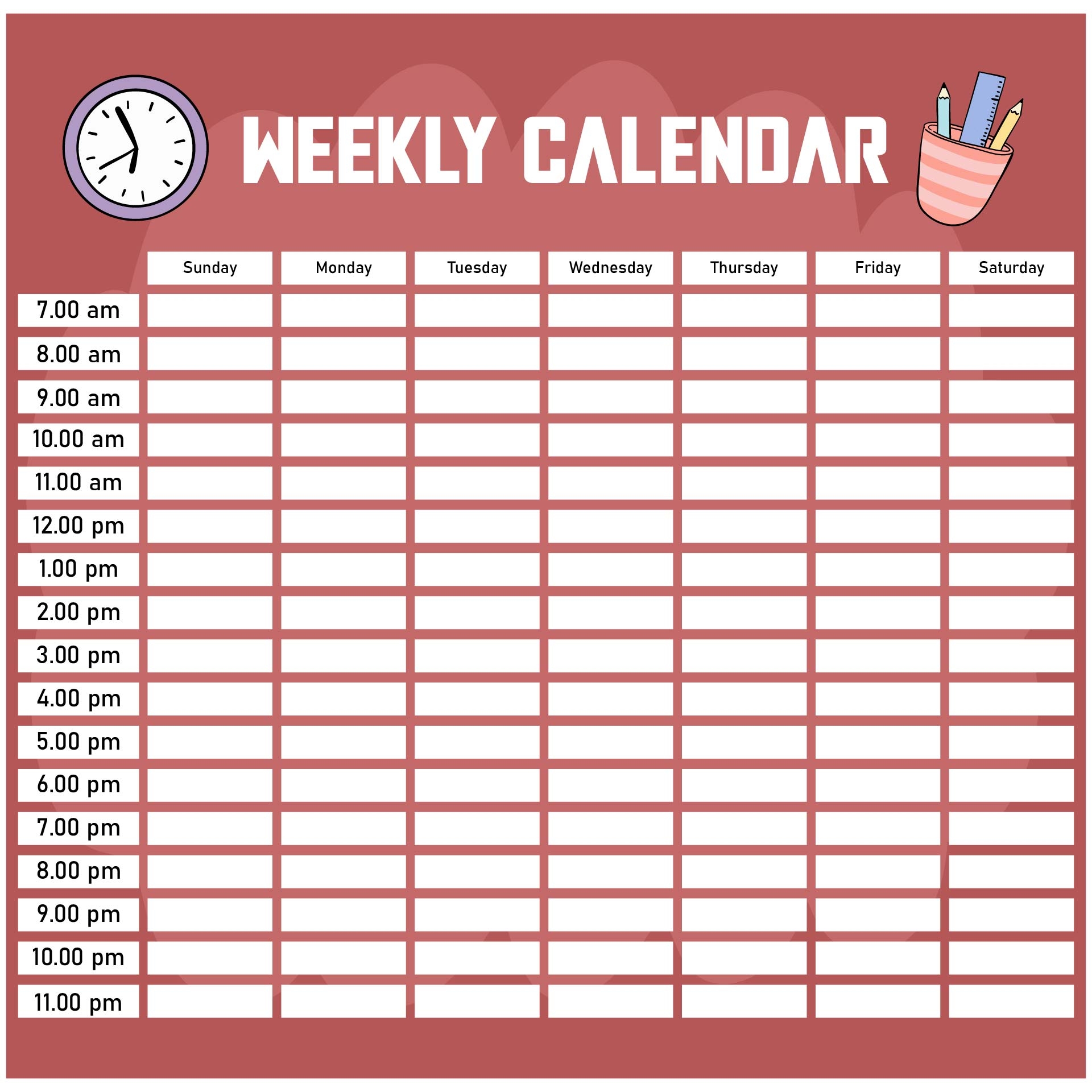 Free Printable Blank Calendar With Time Slots