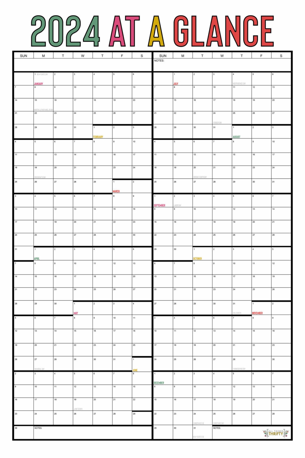 Free Yearly Printable Calendar