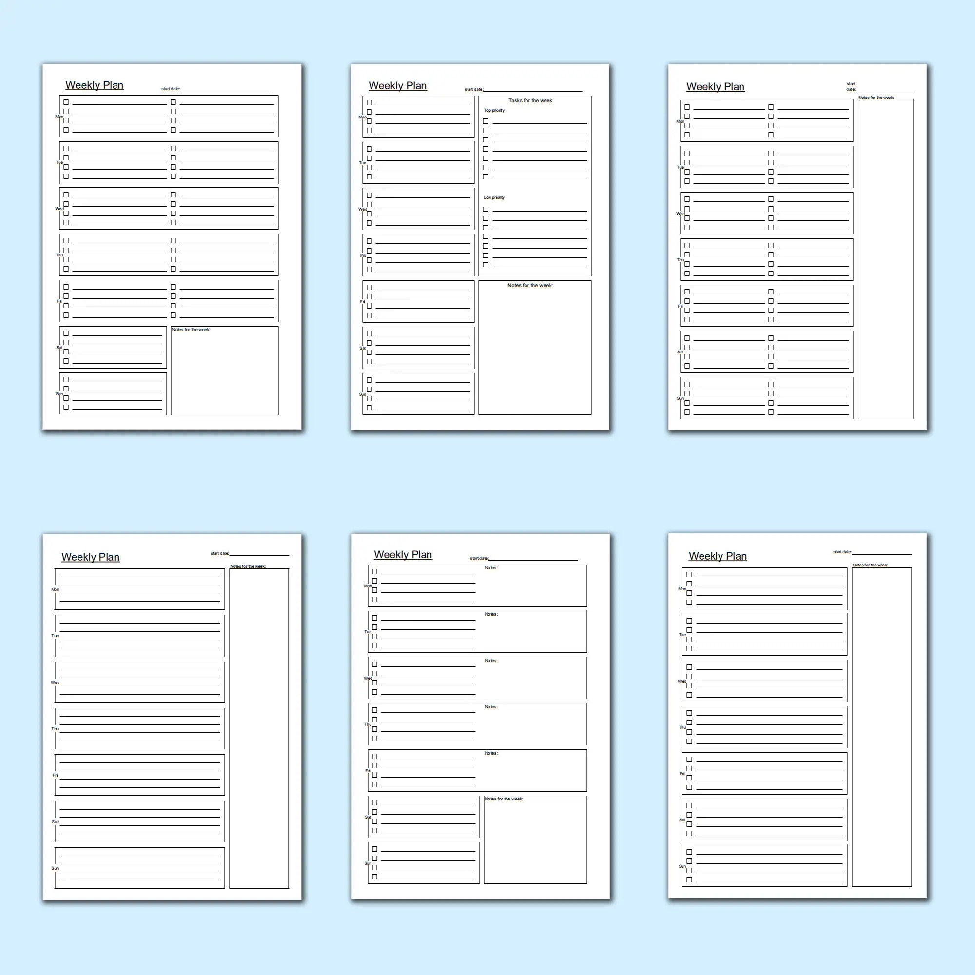 2021 Weekly Schedule Planner 10 Types Simple To do List Checklist Calendar Printable A4 PDF Editable Excel Template Instant Download Jenny 