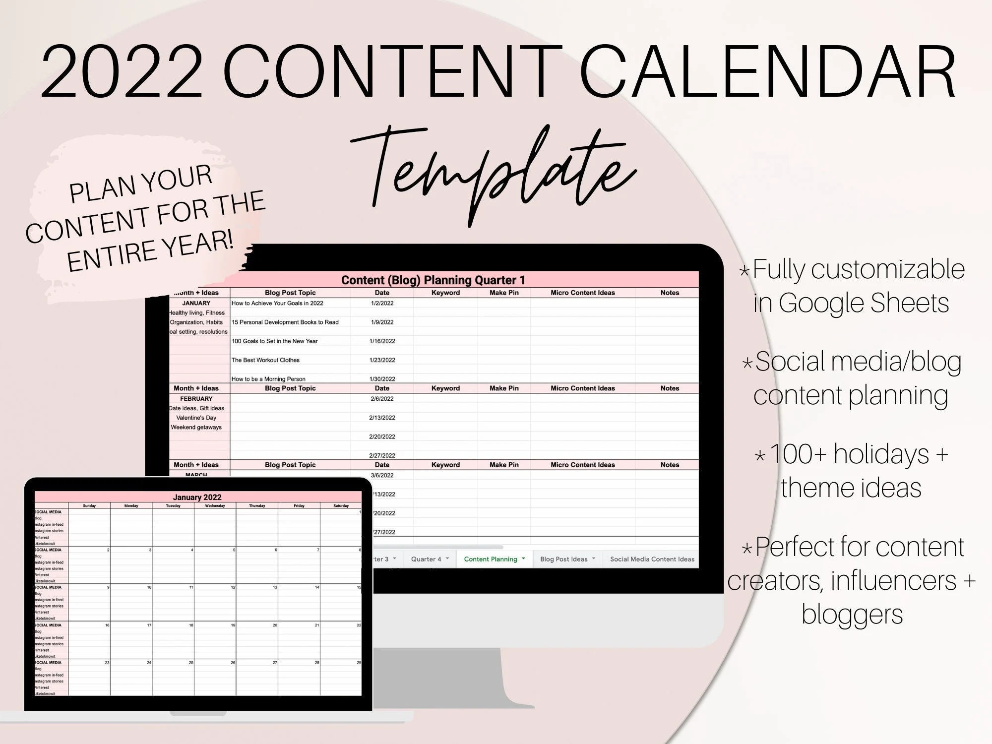 Printable Content Calendar Template