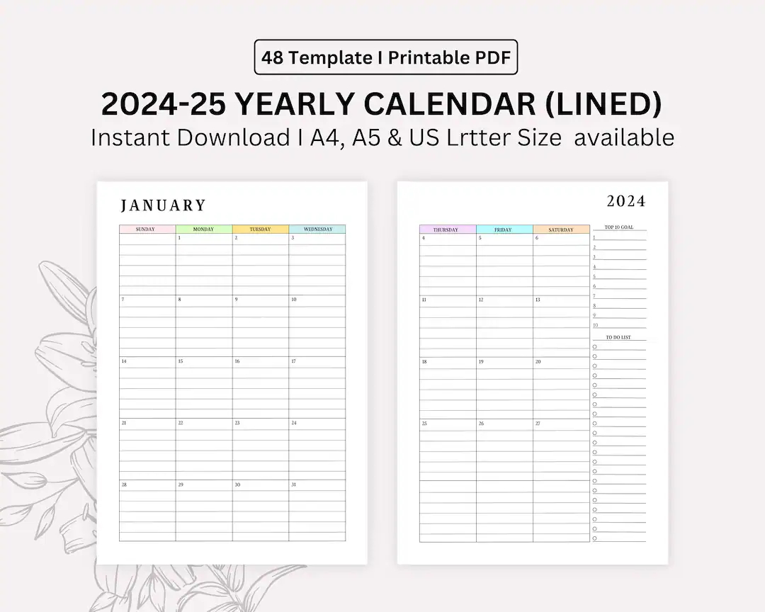 Printable Calendar With Lines
