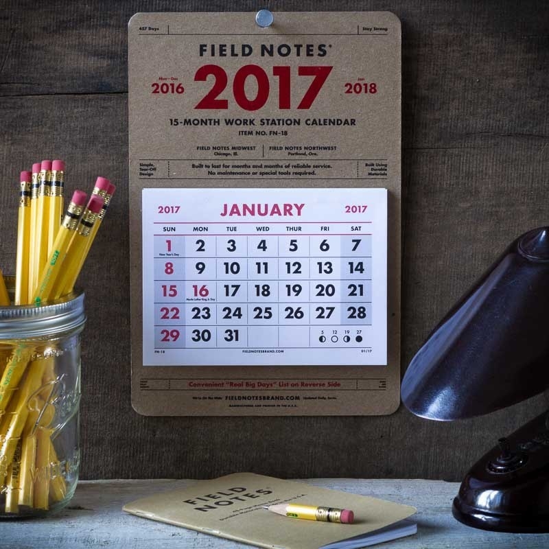 2025 15 Month Work Station Calendar By FIELD NOTES