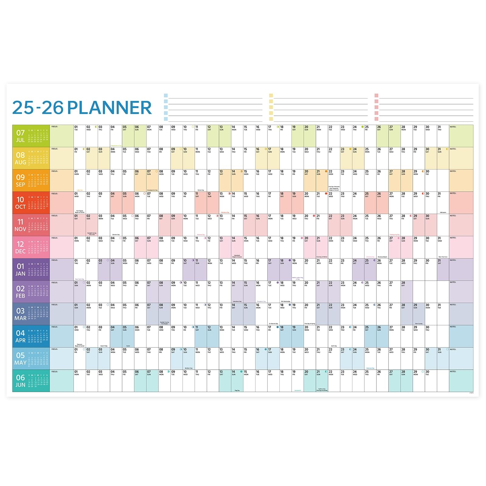 2025 2026 Wall Calendar Yearly Wall Calendar 2025 2026 July 2025 June 2026 23 1 X 34 6 Open Full Year Calendar One Page Annual Year Calendar With Stickers Holidays Wall Calendars Amazon au